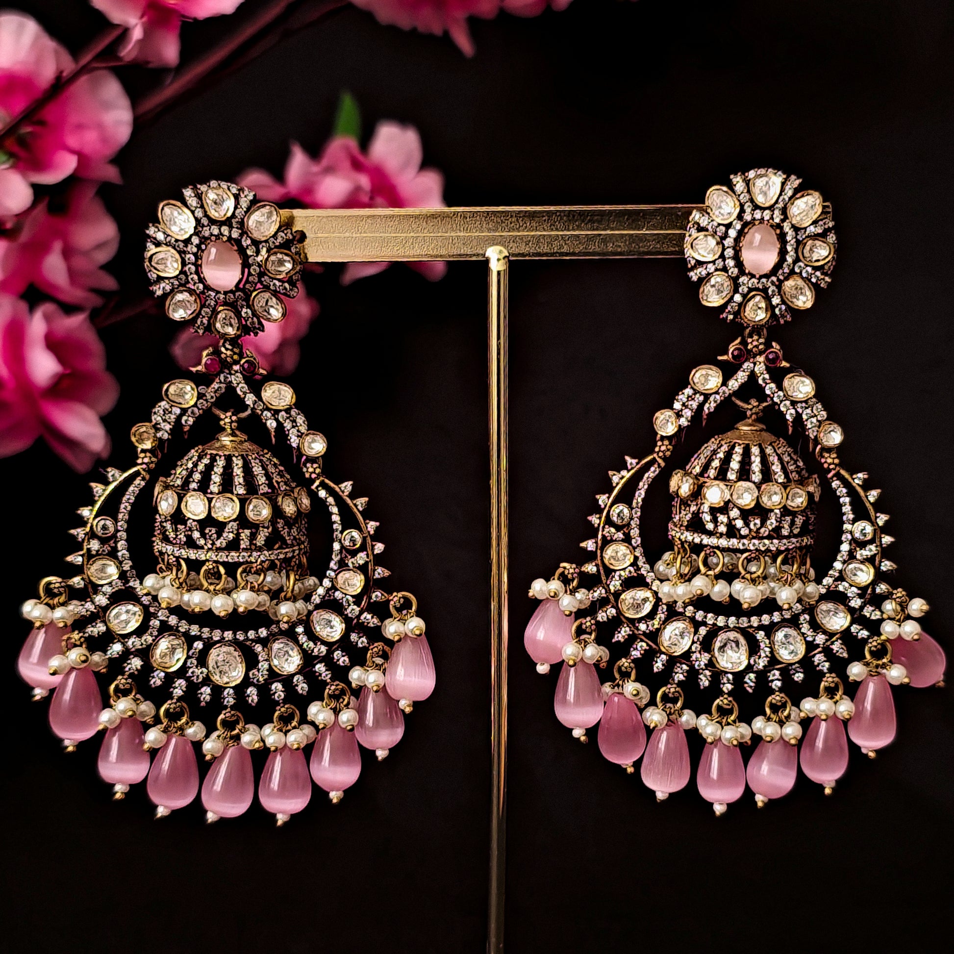 MOEABP01970 - Antique Polish Moissanite Polki Earrings