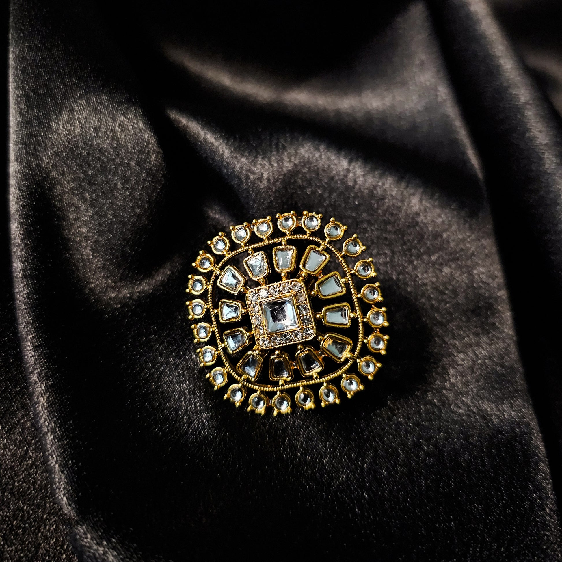 KURICL0121 - Gold Plated Kundan Ring