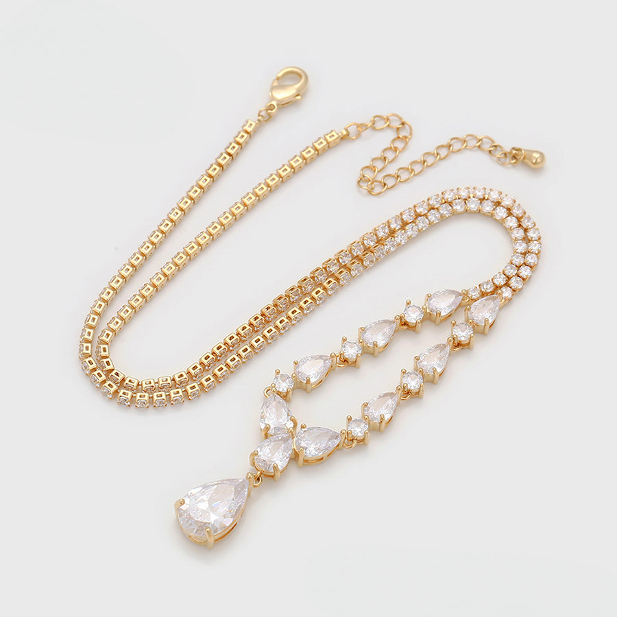 MGBFB00603 - 14K Gold-Plated Cubic Zirconia Necklace Set image 2