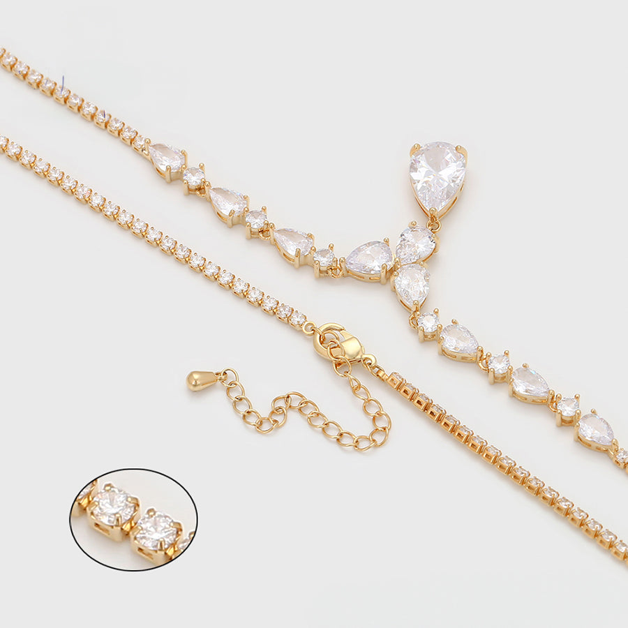 MGBFB00603 - 14K Gold-Plated Cubic Zirconia Necklace Set image 0