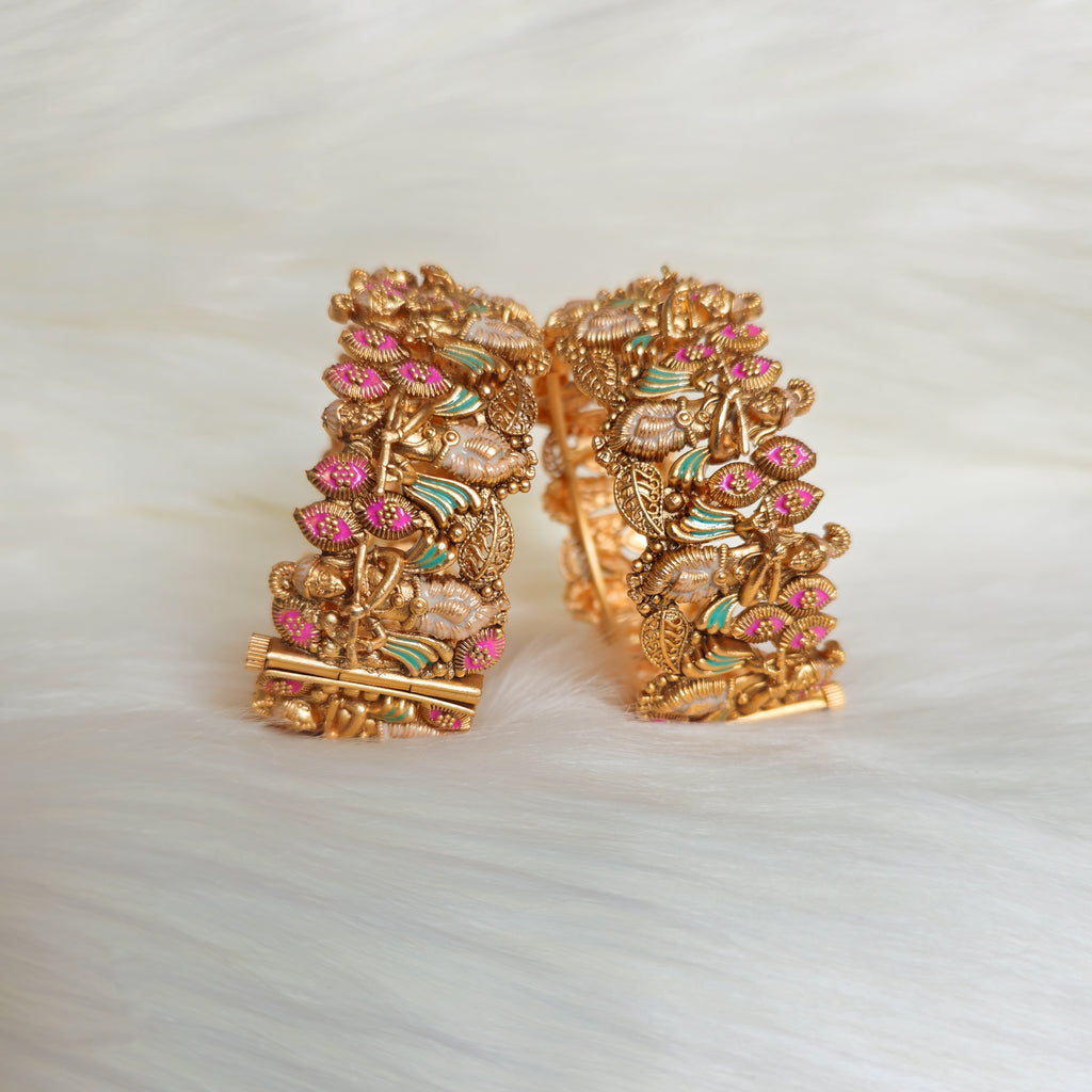 RAKAGO0039 - Gold-Plated Krishna Rajwadi Bangle Set