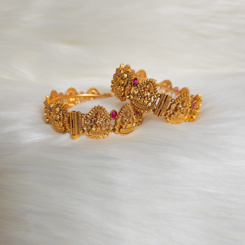 RAKAGO0029 - Gold-Plated Goddess Lakshmi Bangle Set