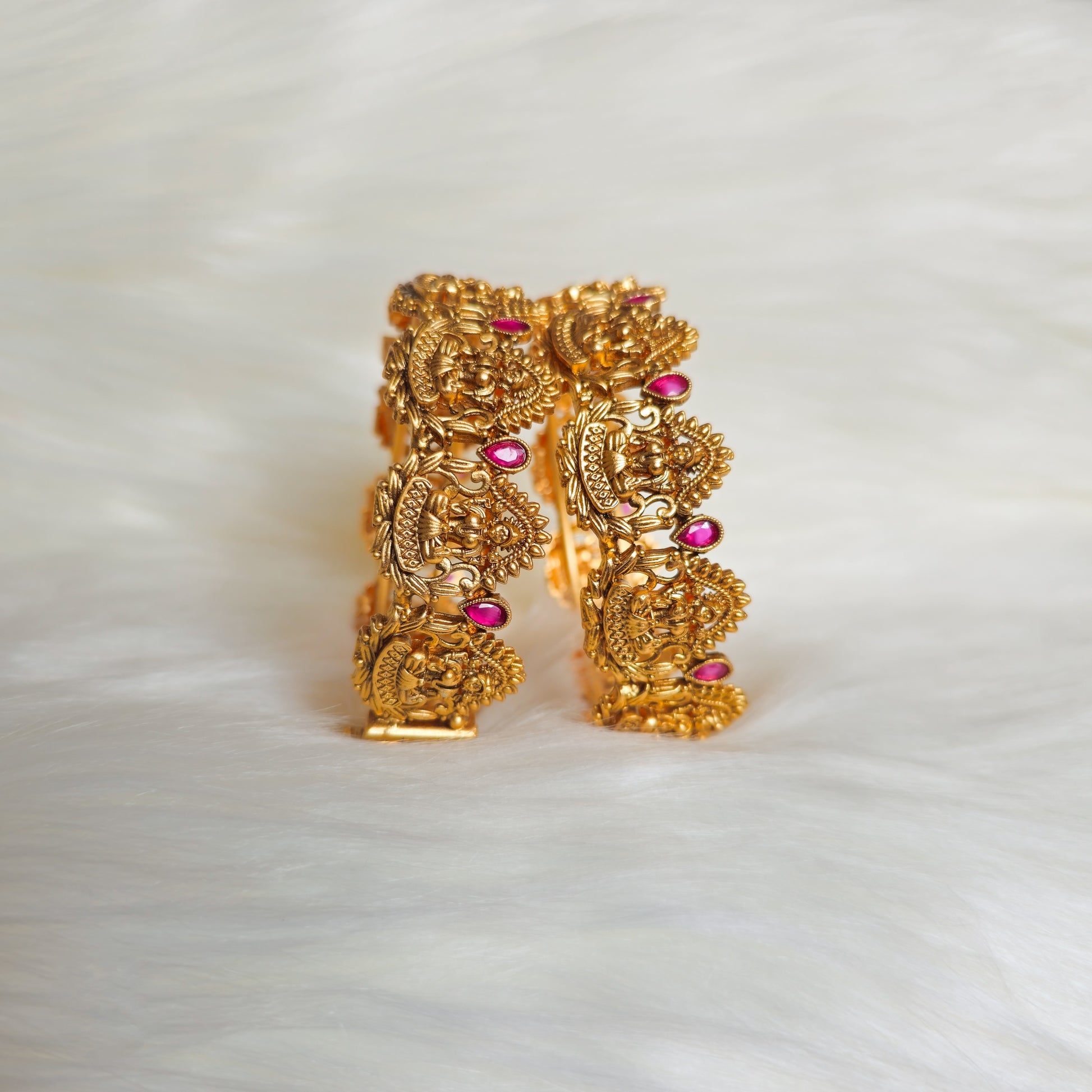 RAKAGO0029 - Gold-Plated Goddess Lakshmi Bangle Set