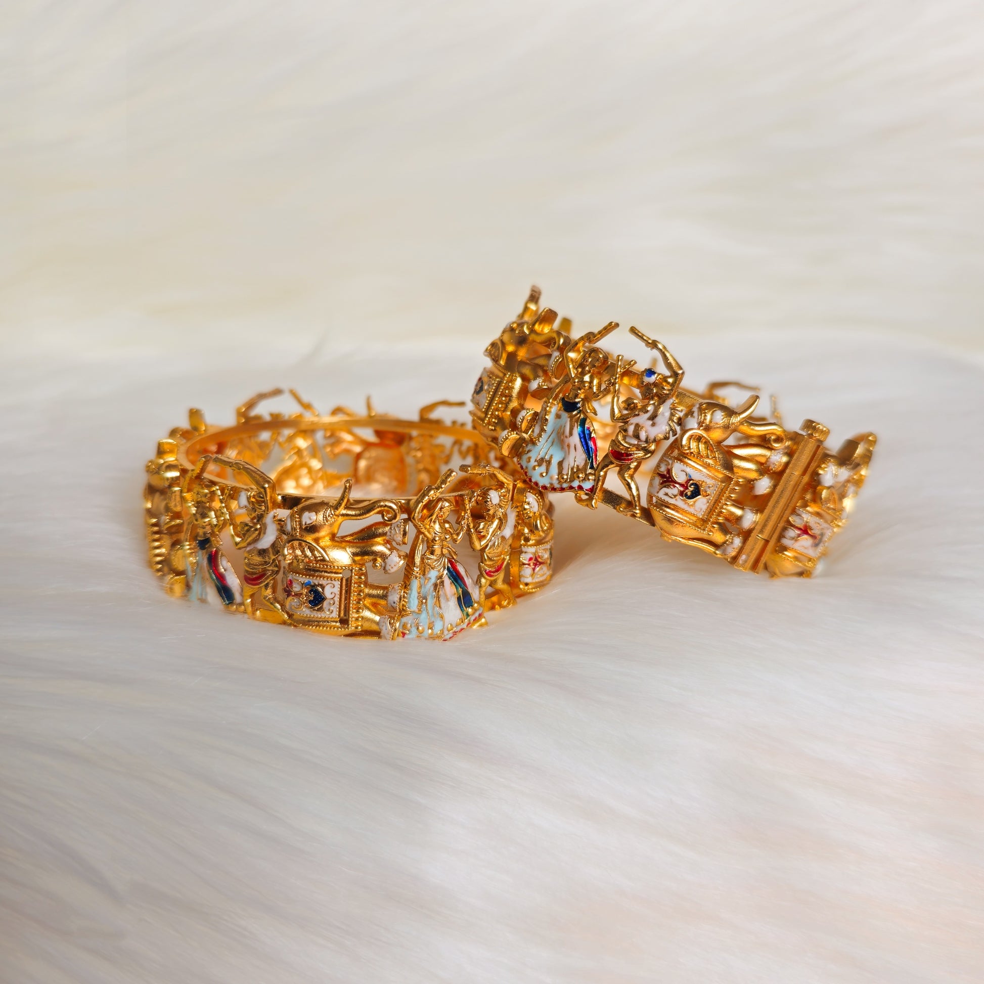 RAKAGO0043 - Navratri Inspired Gold Plated Rajwadi Bangle Set