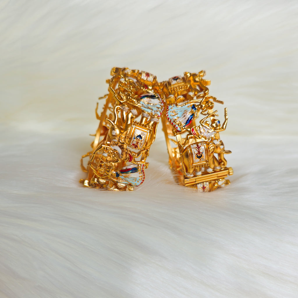 RAKAGO0043 - Navratri Inspired Gold Plated Rajwadi Bangle Set