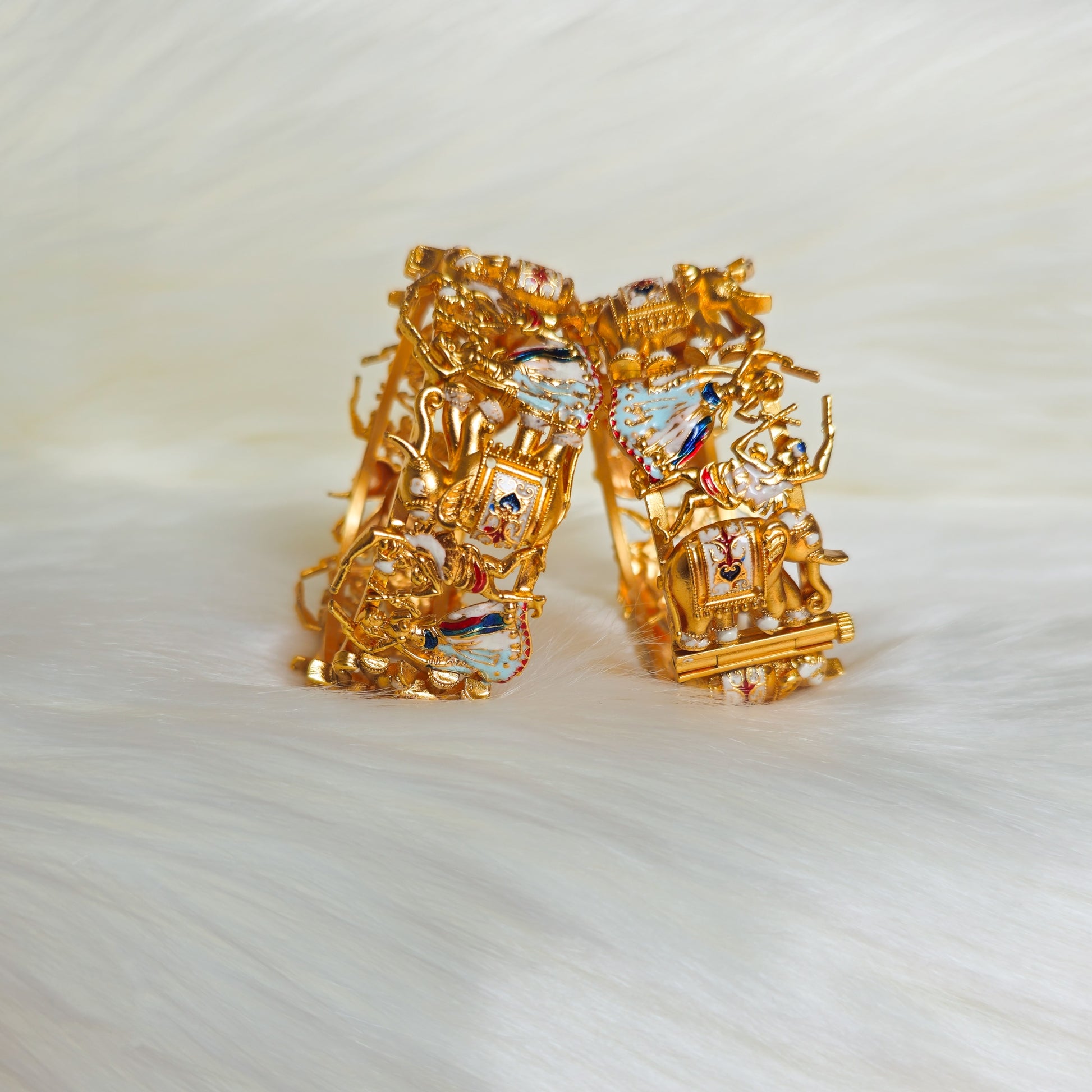 RAKAGO0043 - Navratri Inspired Gold Plated Rajwadi Bangle Set