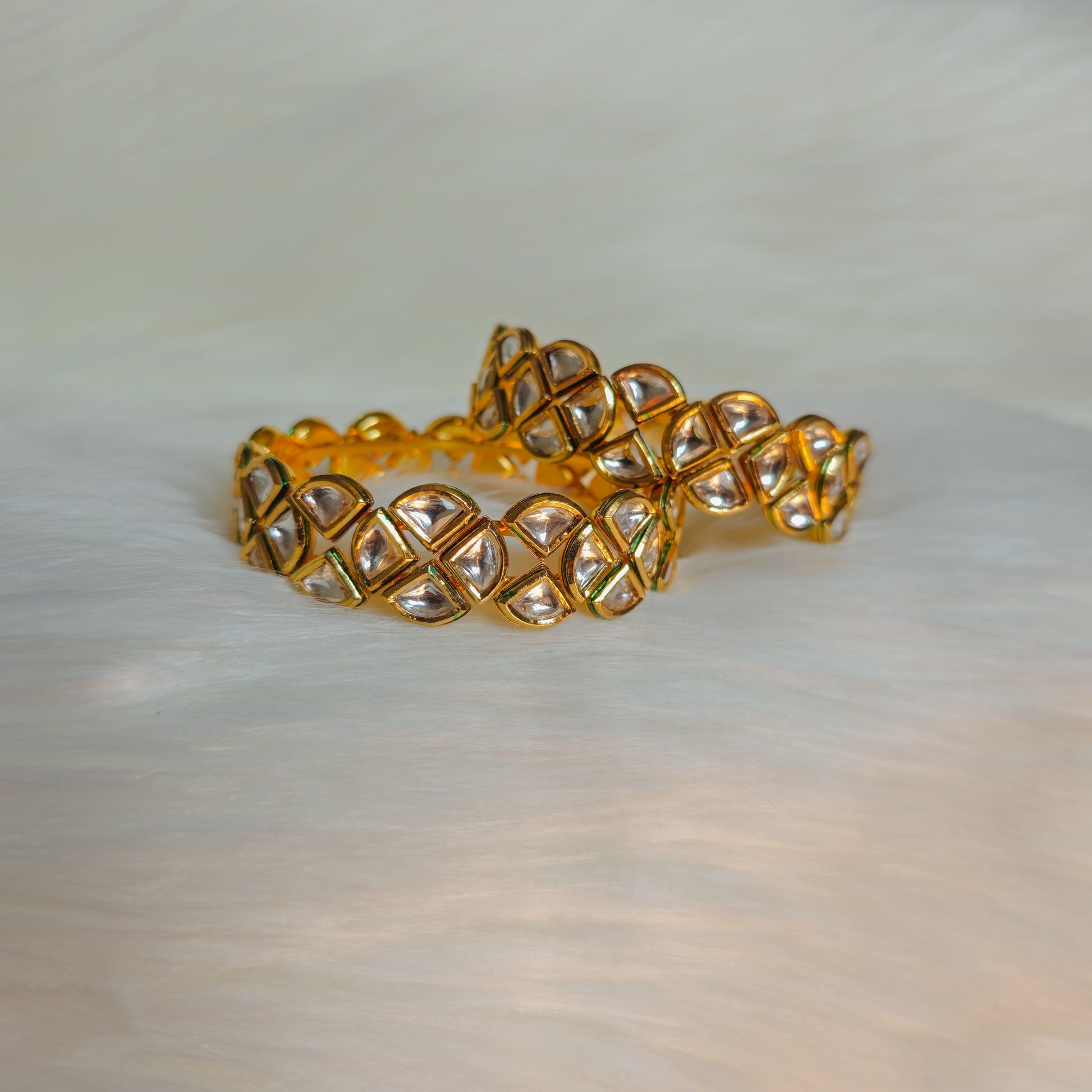 KUKAGO0026 - Gold-Plated Kundan Bangle Set