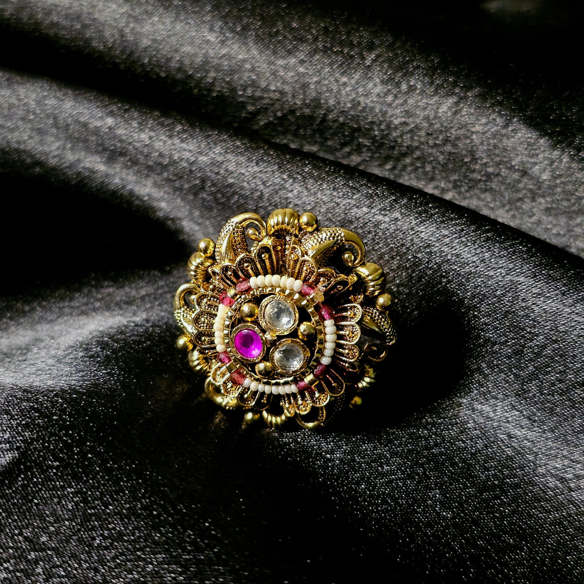 RARIMG0110 - Gold Plated Kundan Ring