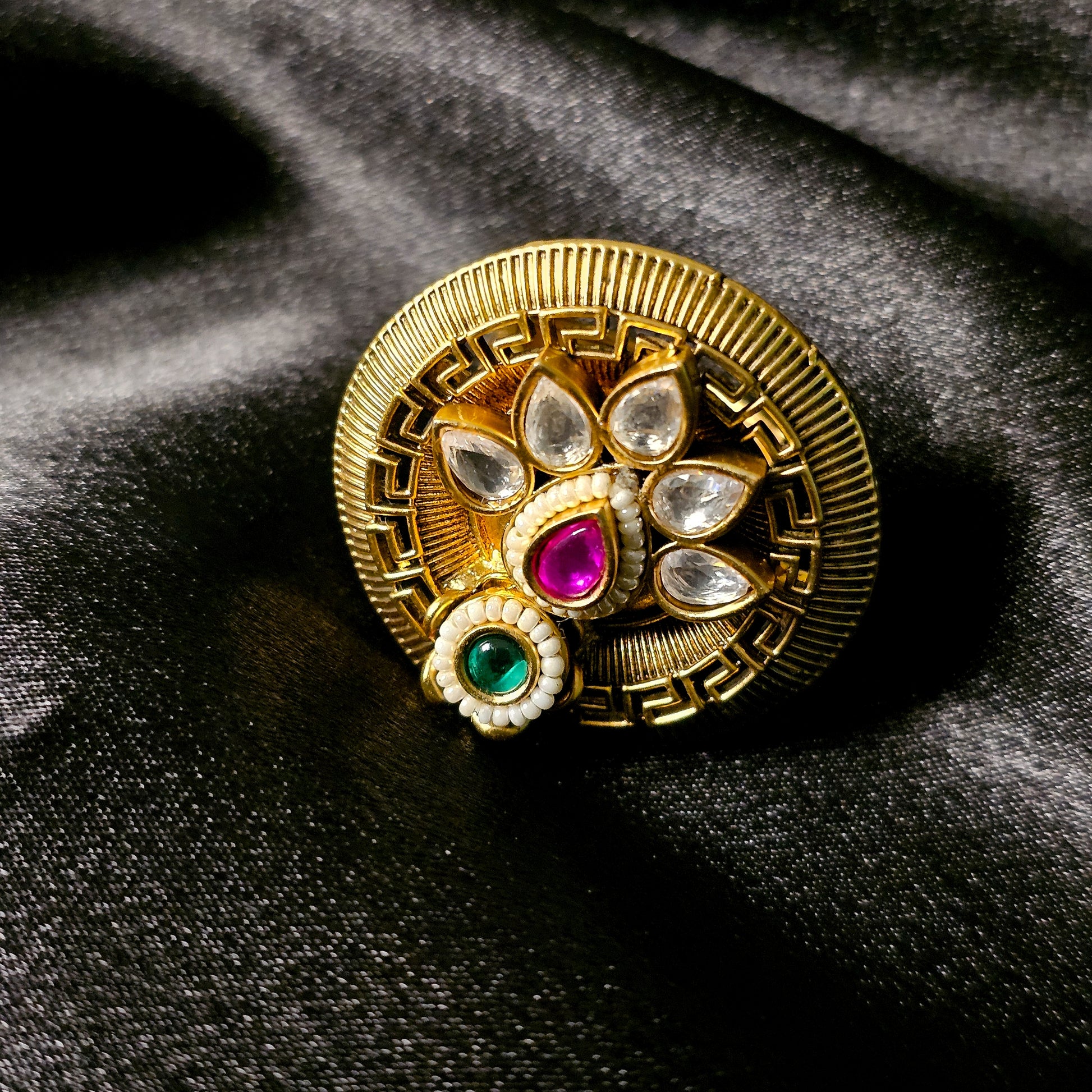 KURIGO0105 - Gold Plated Kundan Ring