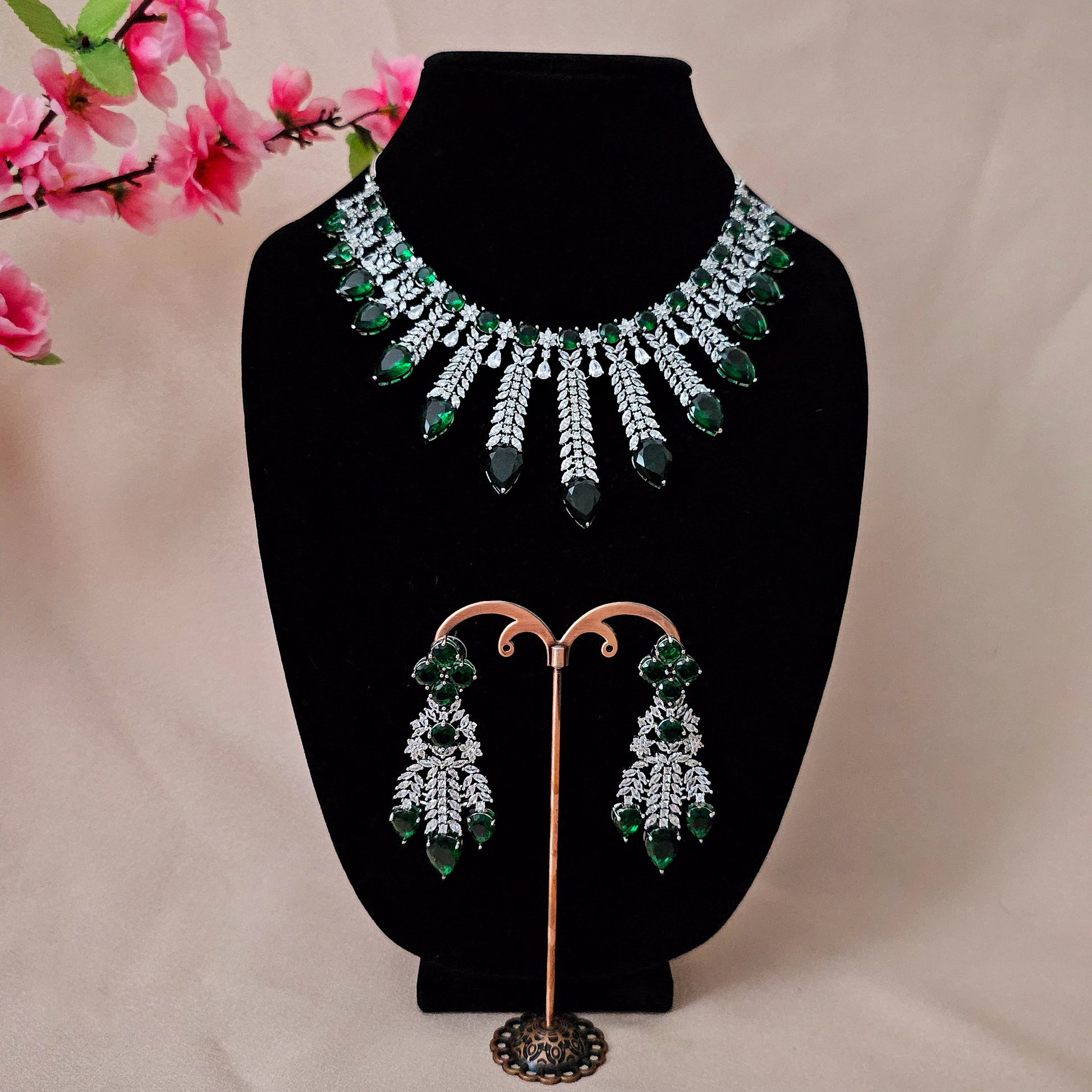 ADNEGR0132 - Silver Plated Faux American Diamond Necklace Set