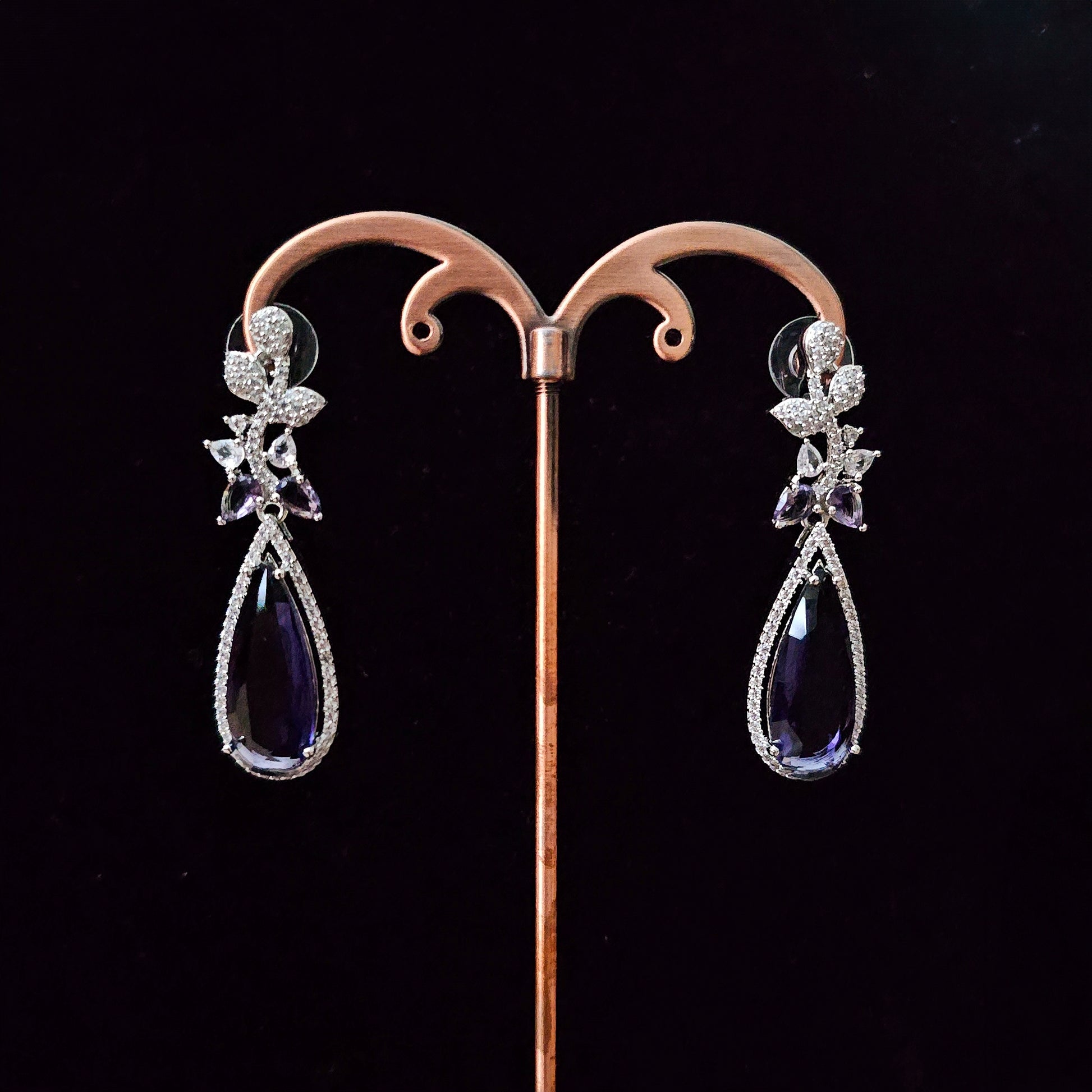 ADNEMP0019 - Silver Plated Faux American Diamond Pendant Set
