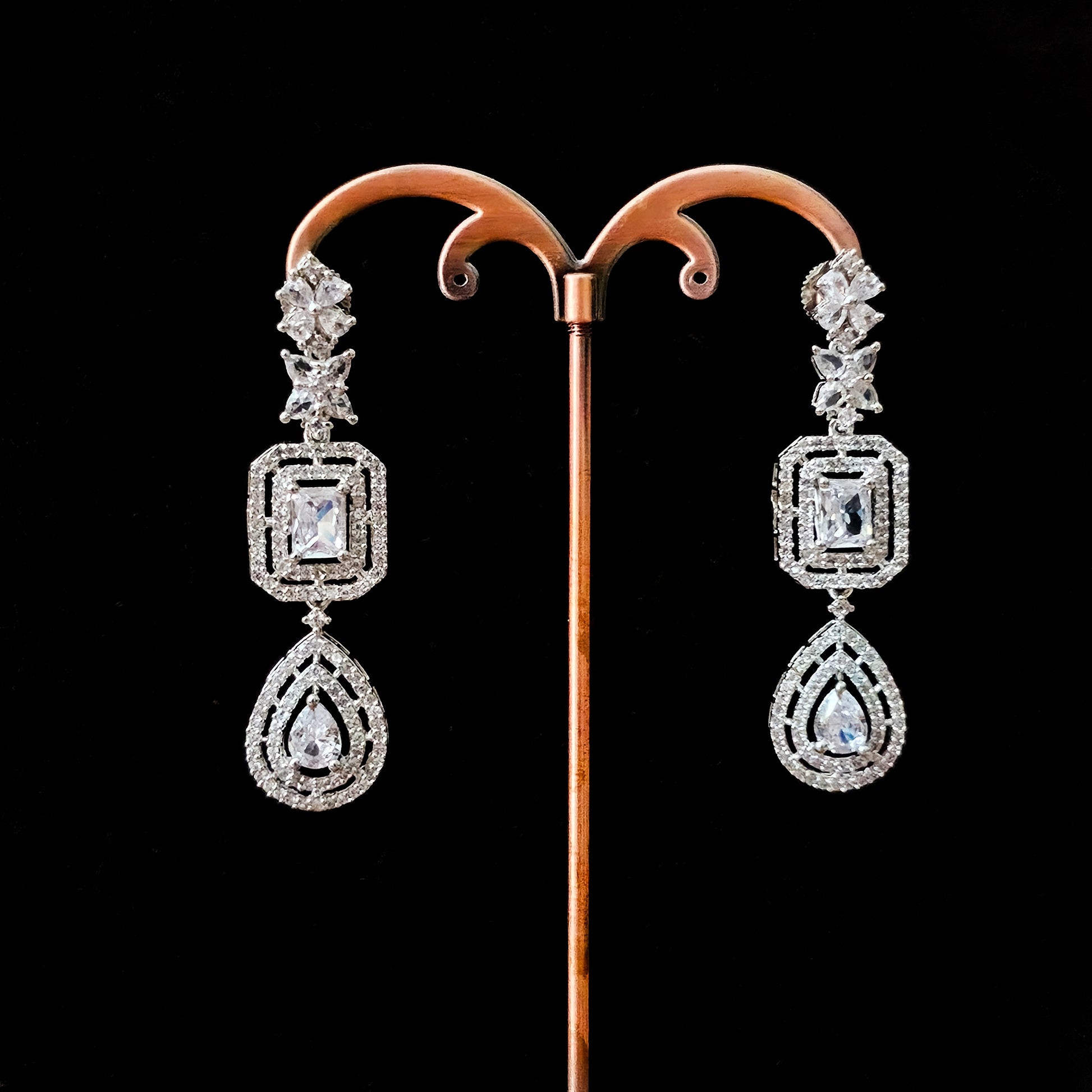 ADNECL0003 - Silver Plated Faux American Diamond Pendant Set