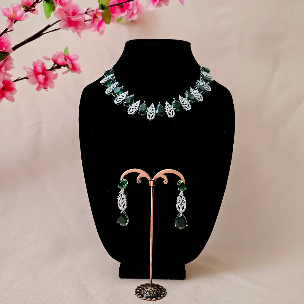 ADNEGR0010 - Silver Plated Faux American Diamond Necklace Set