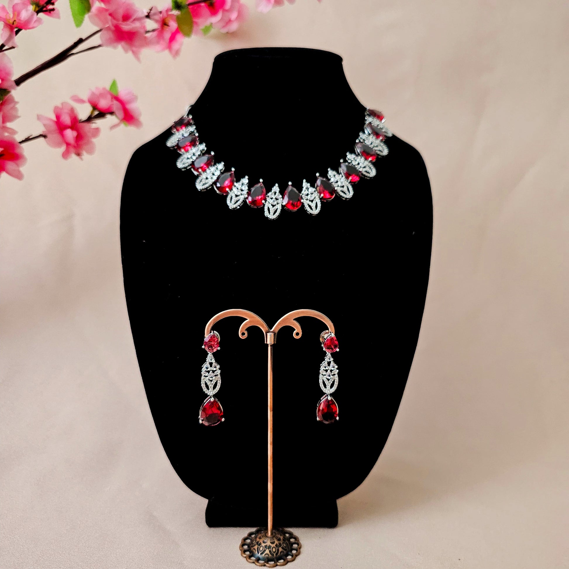 ADNEGR0010 - Silver Plated Faux American Diamond Necklace Set