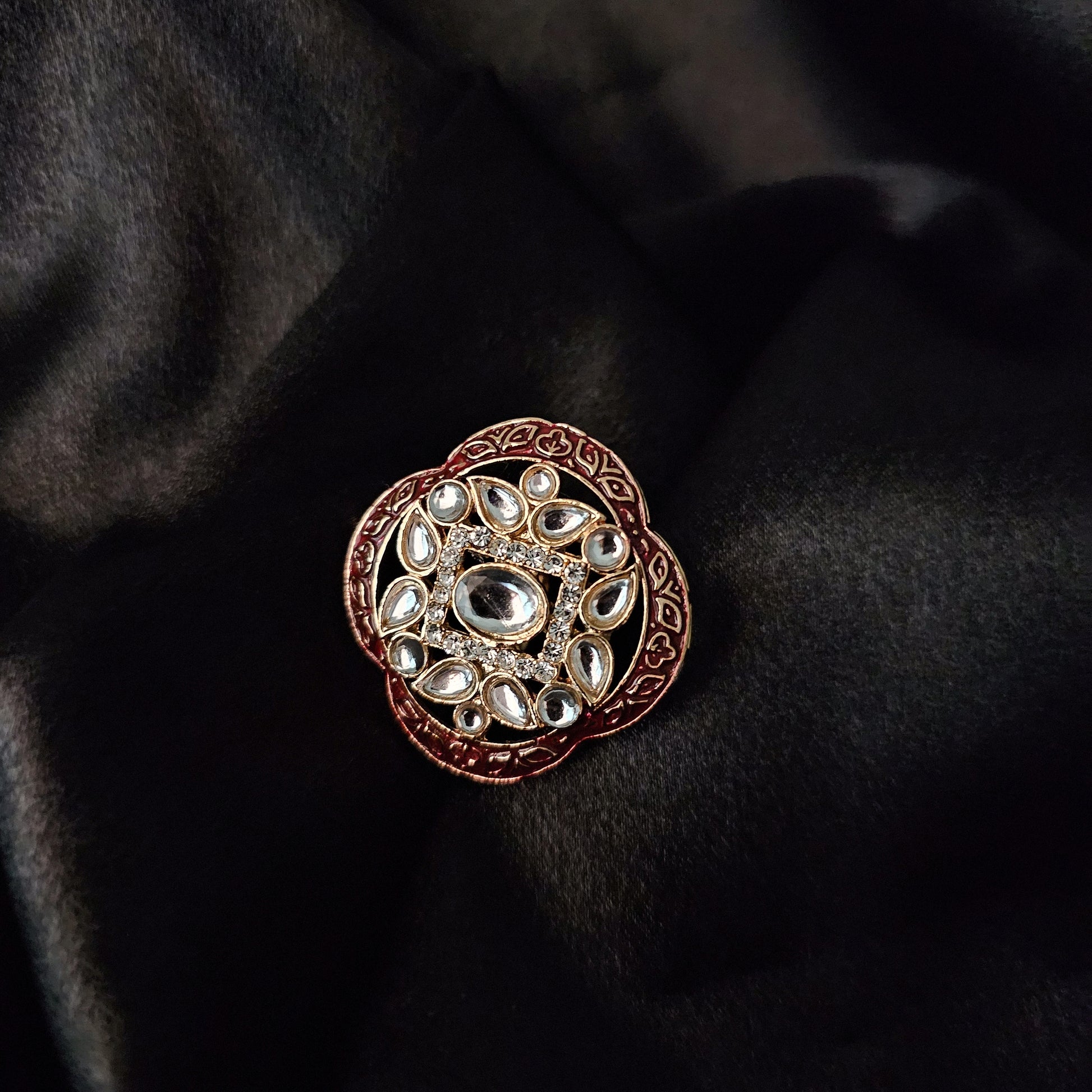 KURIMA20113 - Gold Plated Kundan Ring