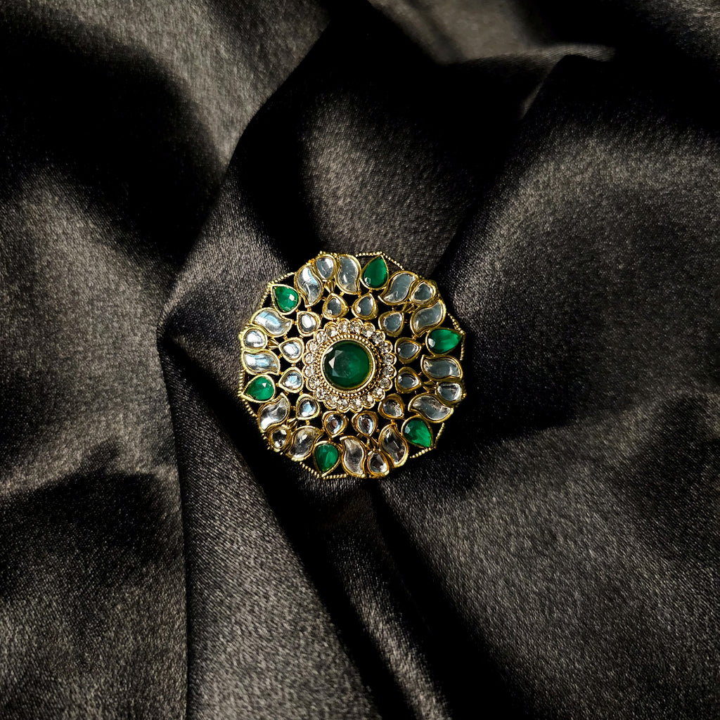 KURIWH30108 - Gold Plated Kundan Ring