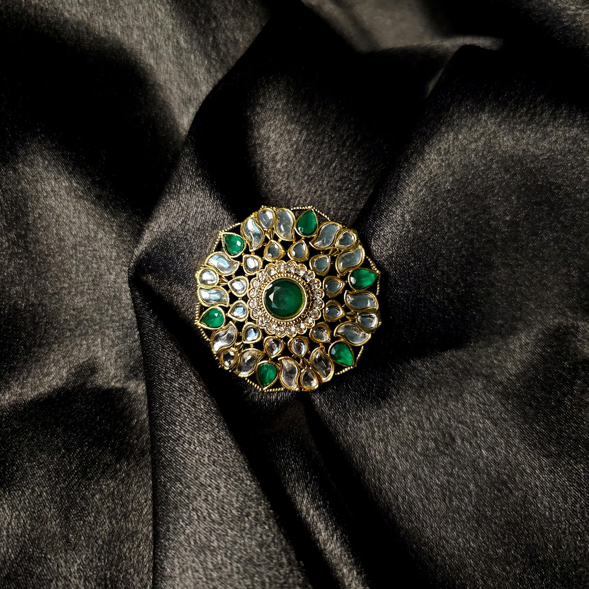 KURIWH30108 - Gold Plated Kundan Ring