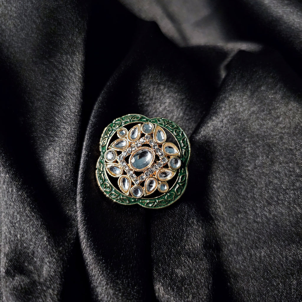 KURIMA20113 - Gold Plated Kundan Ring