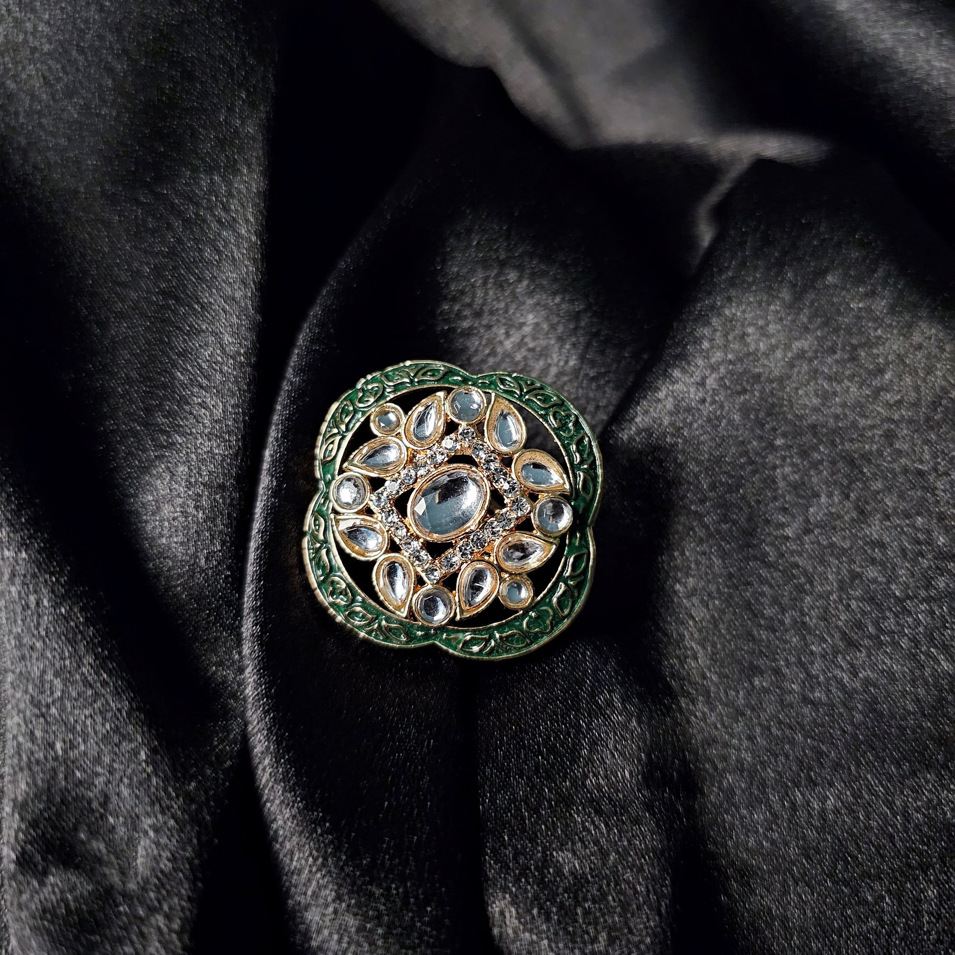 KURIMA20113 - Gold Plated Kundan Ring
