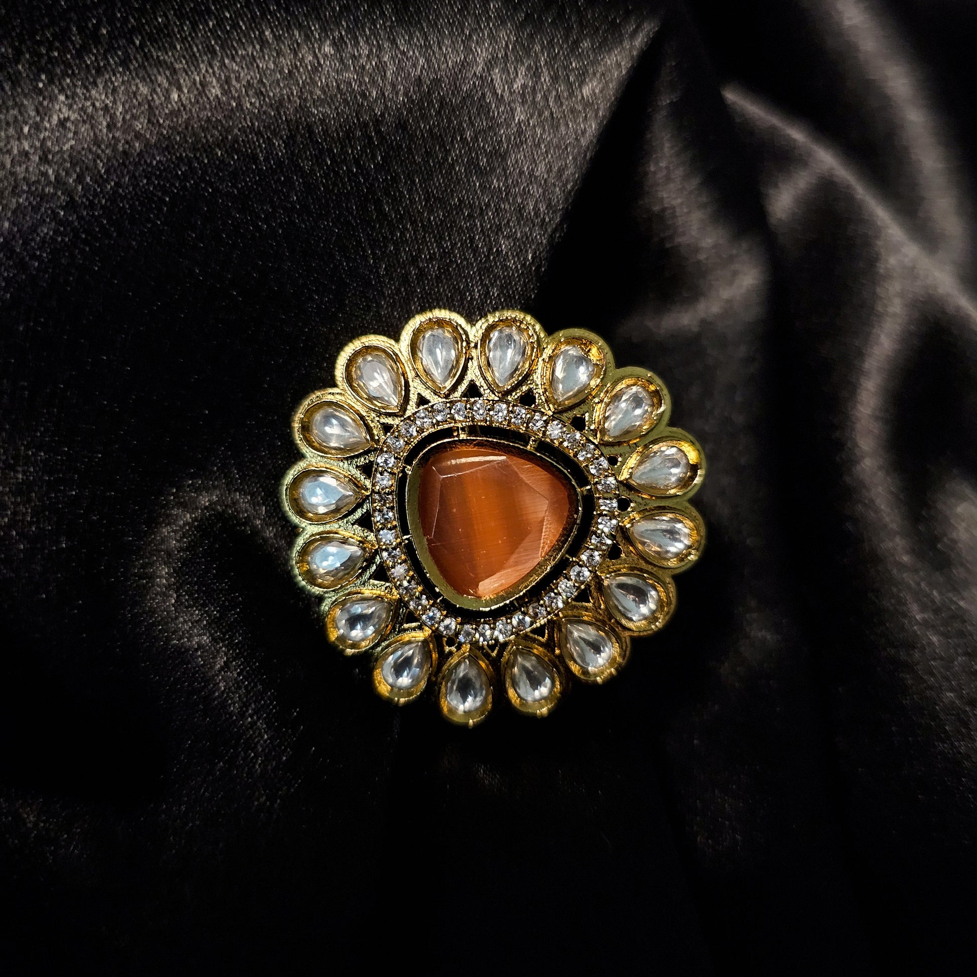 KURIOR20176 - Gold Plated Kundan Ring