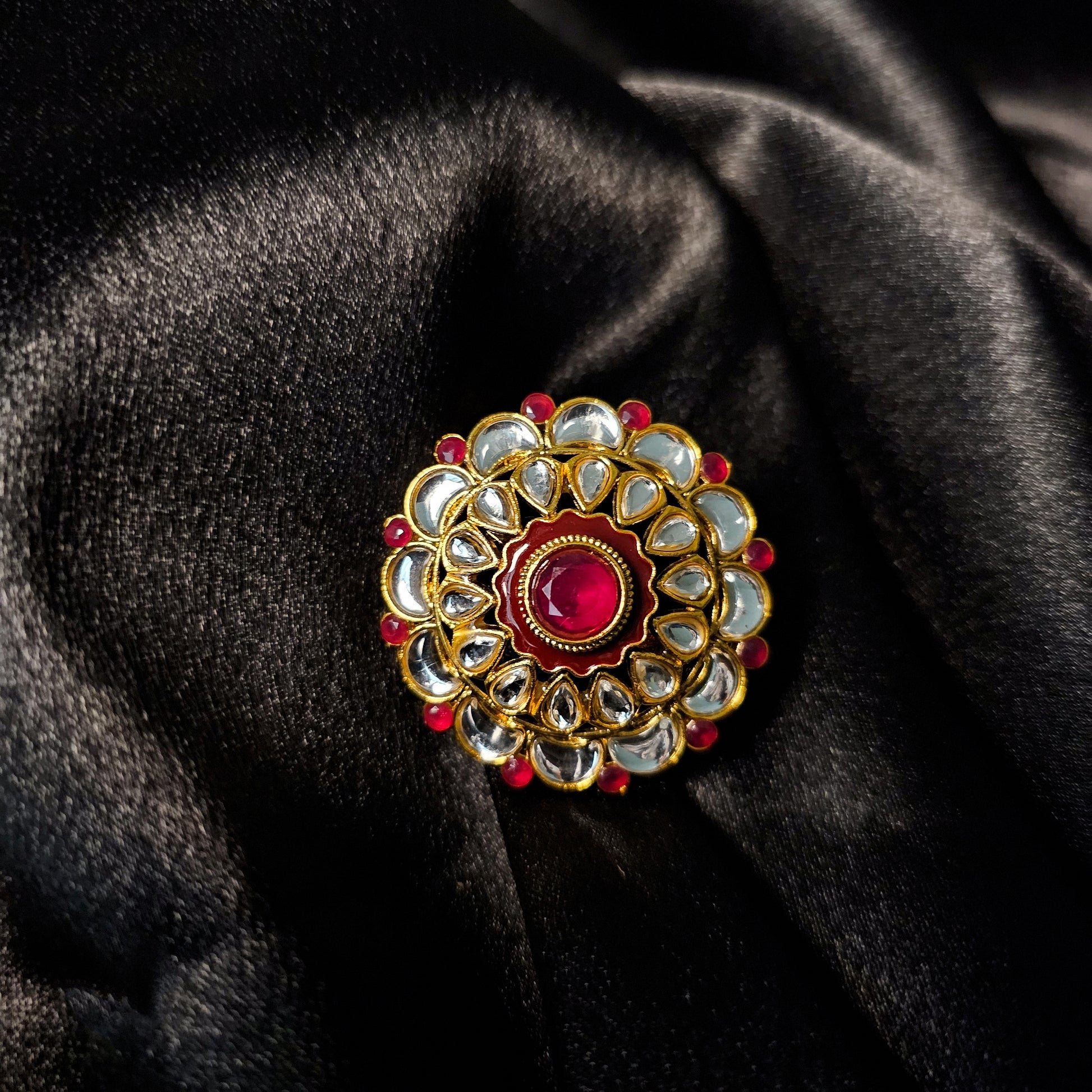 KURIMA0108 - Gold Plated Kundan Ring