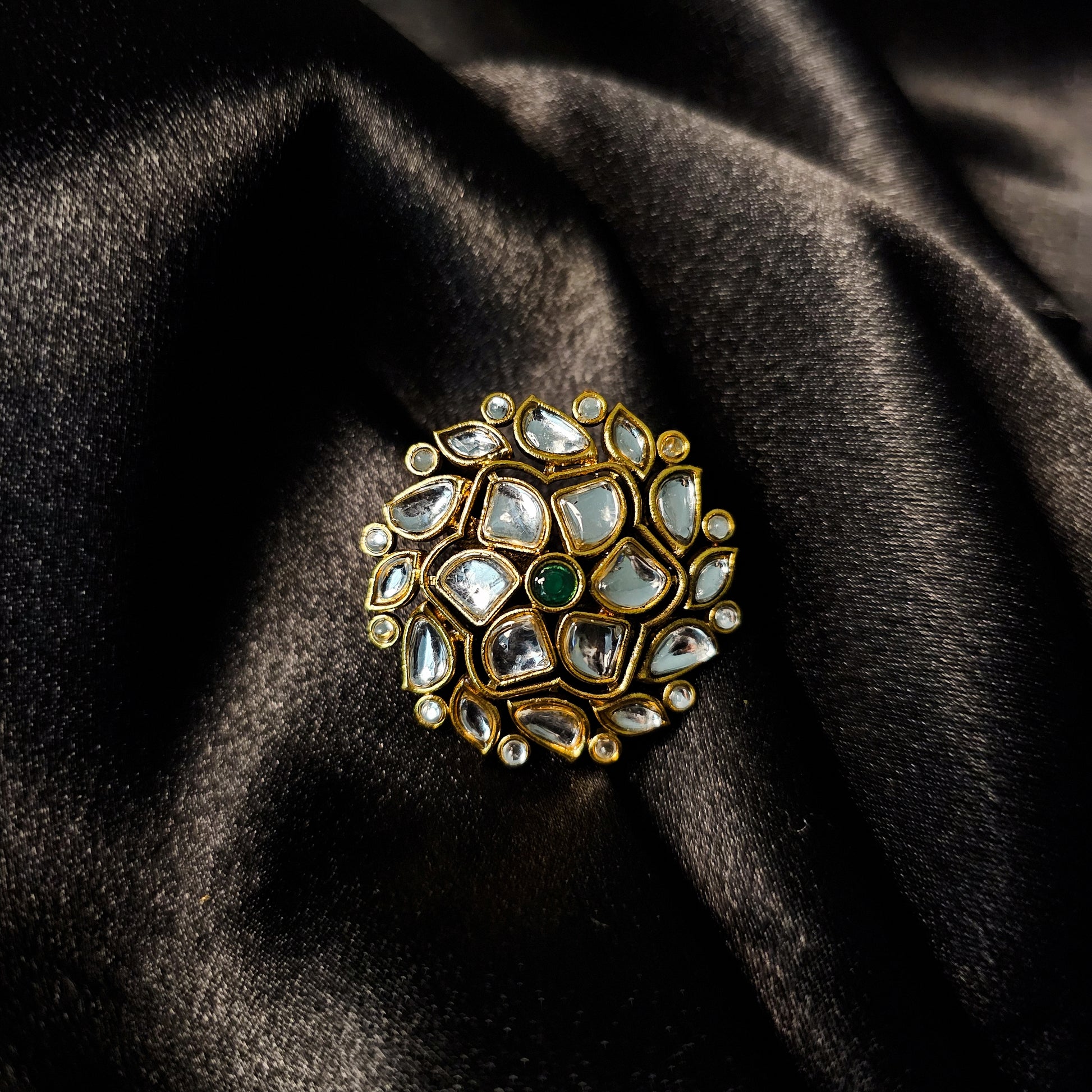 KURIGR30111 - Gold Plated Kundan Ring