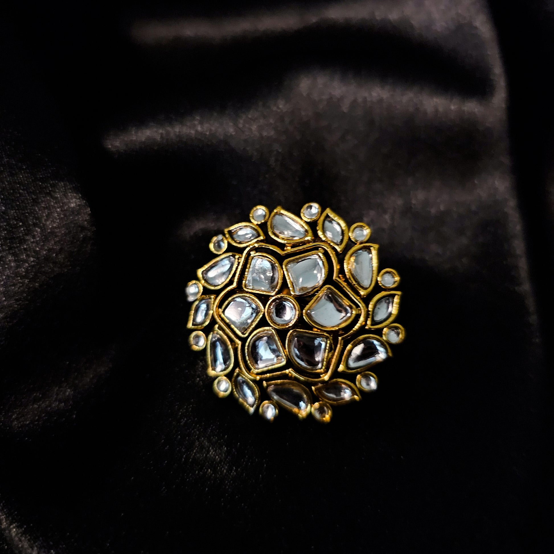 KURIGR30111 - Gold Plated Kundan Ring