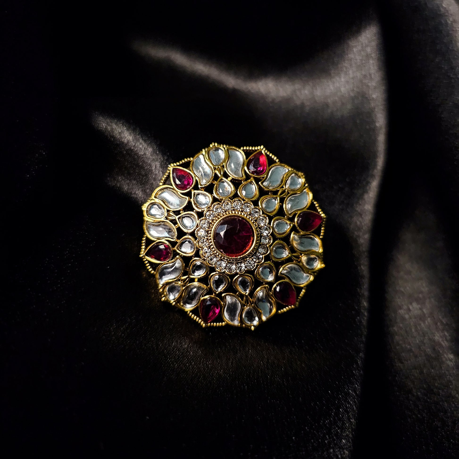 KURIWH30108 - Gold Plated Kundan Ring