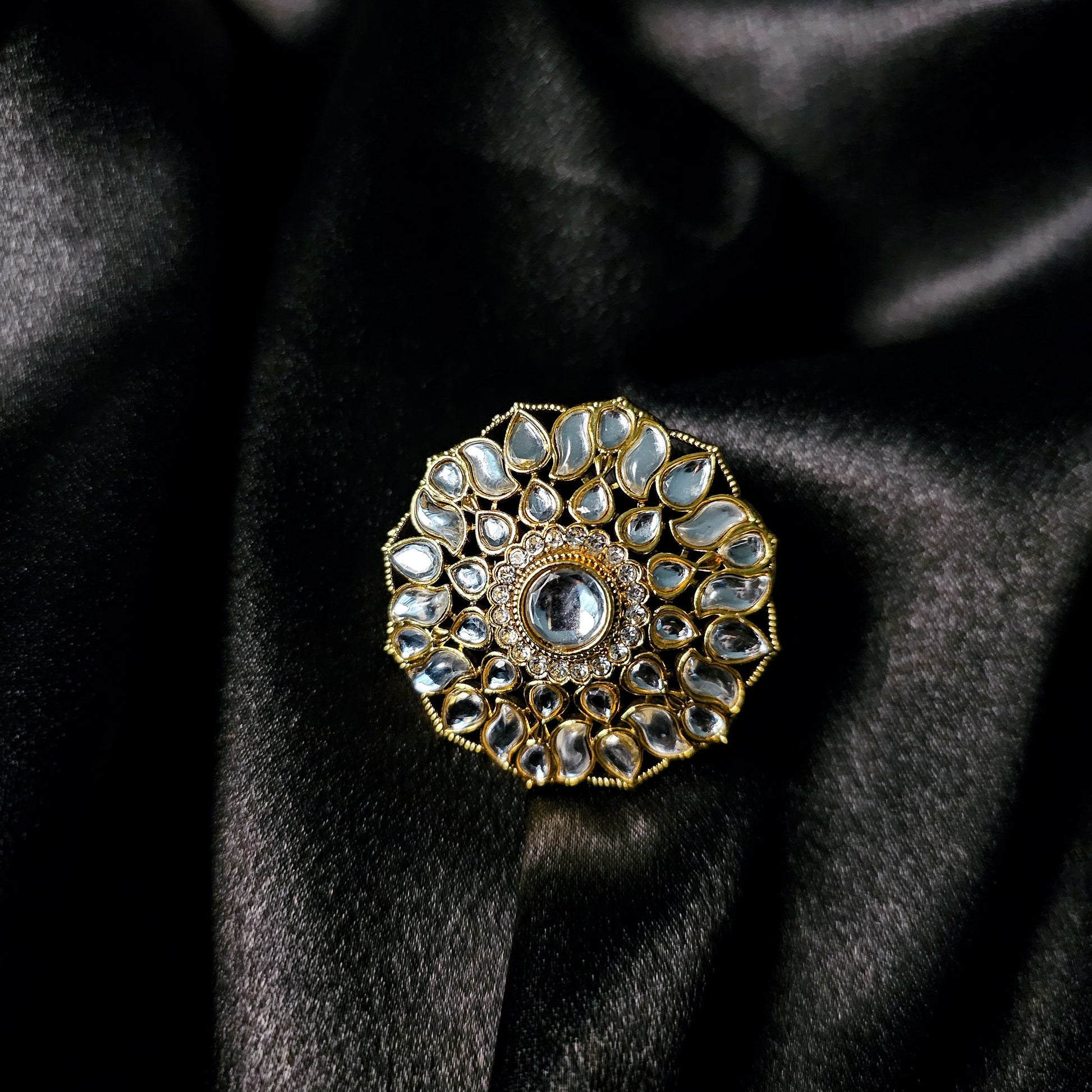 KURIWH30108 - Gold Plated Kundan Ring