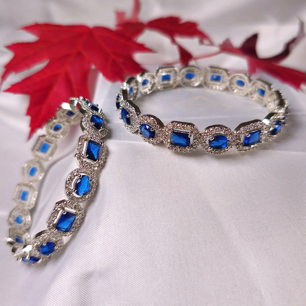 ADKABL0049 - Silver-Plated Faux American Diamond Bangle Set