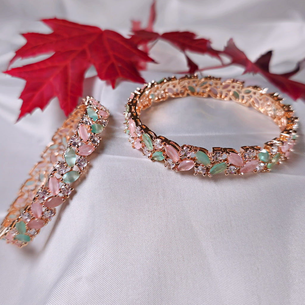 ADKAMI0054 - Silver-Plated Faux American Diamond Bangle Set