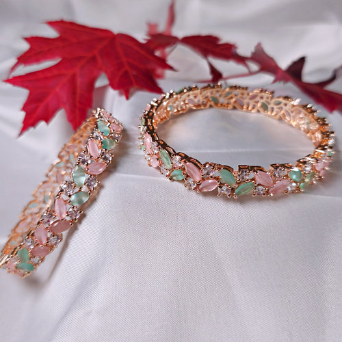 ADKAMI0054 - Silver-Plated Faux American Diamond Bangle Set