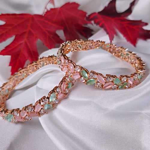 ADKAMI0054 - Silver-Plated Faux American Diamond Bangle Set