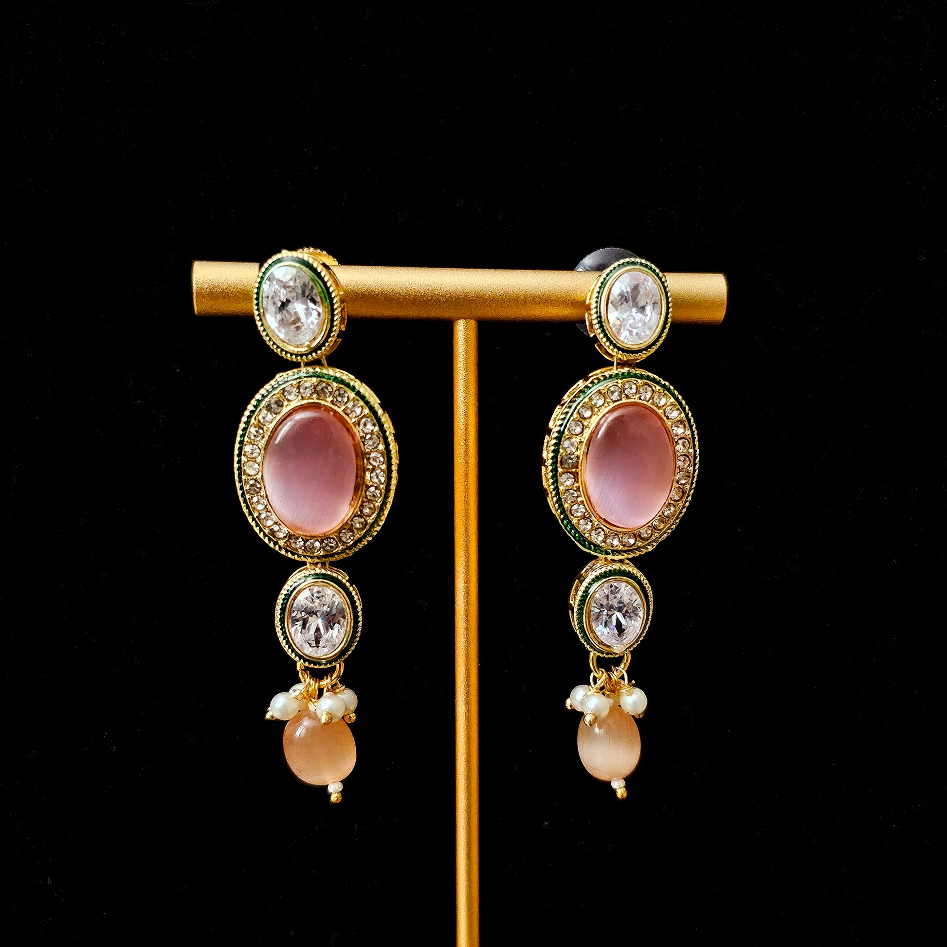 MNCHMC0072 - Gold-Plated Necklace Set with Monalisa Stones