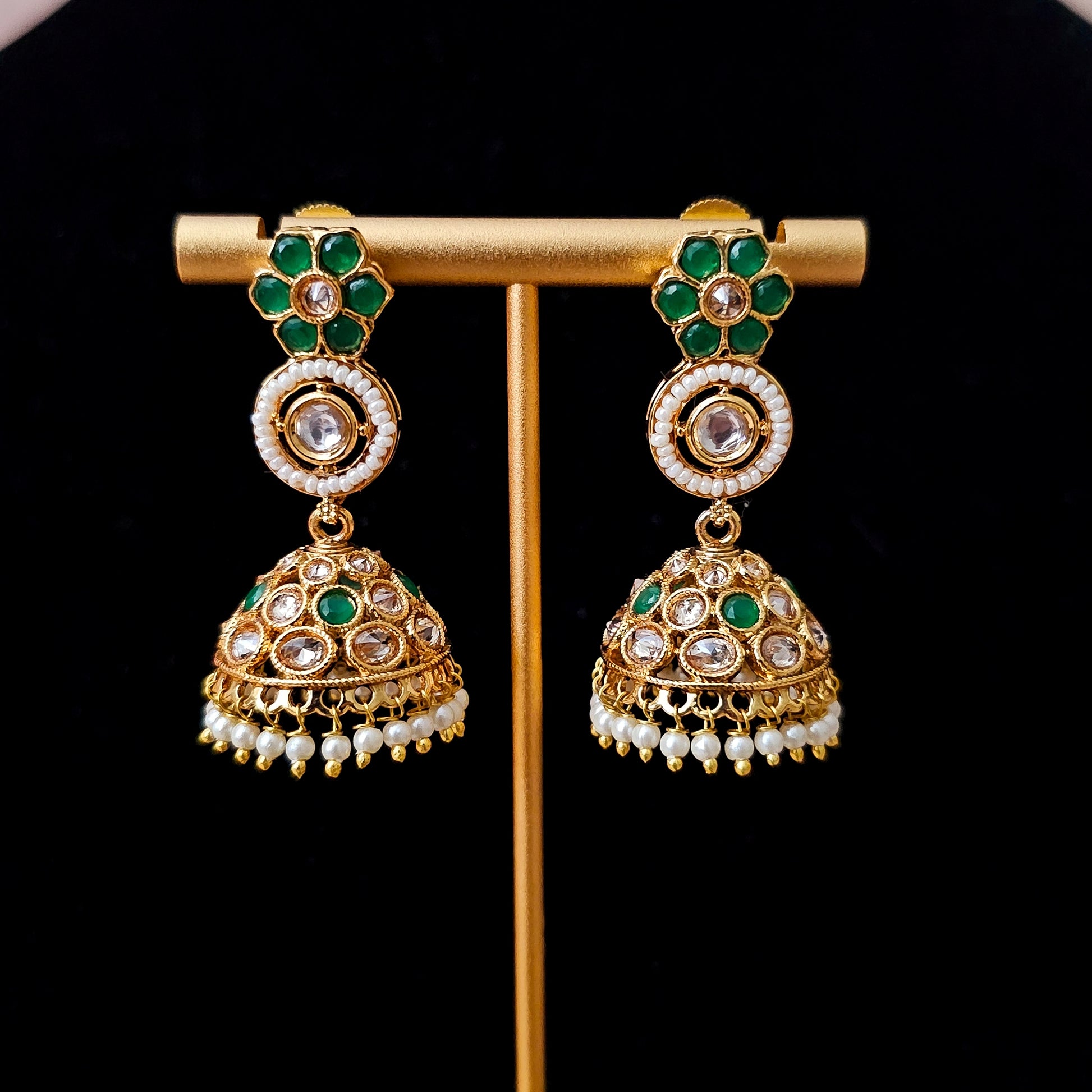 PONEGO0077 - Gold Plated Polki Necklace Set