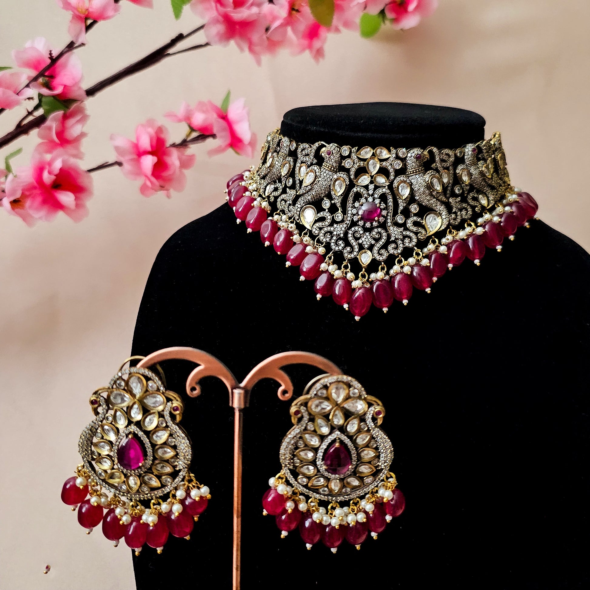 MONEMA0166 - Antique Polish Moissanite Choker Set