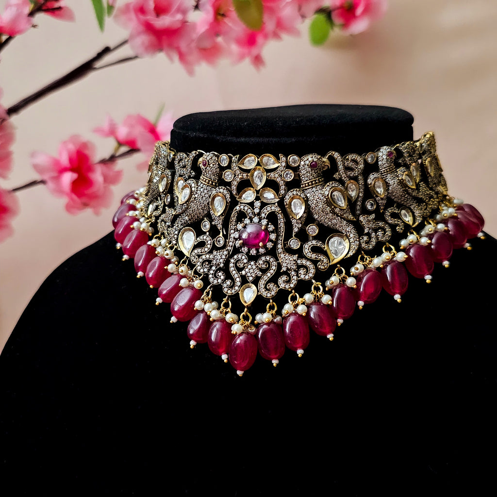 MONEMA0166 - Antique Polish Moissanite Choker Set