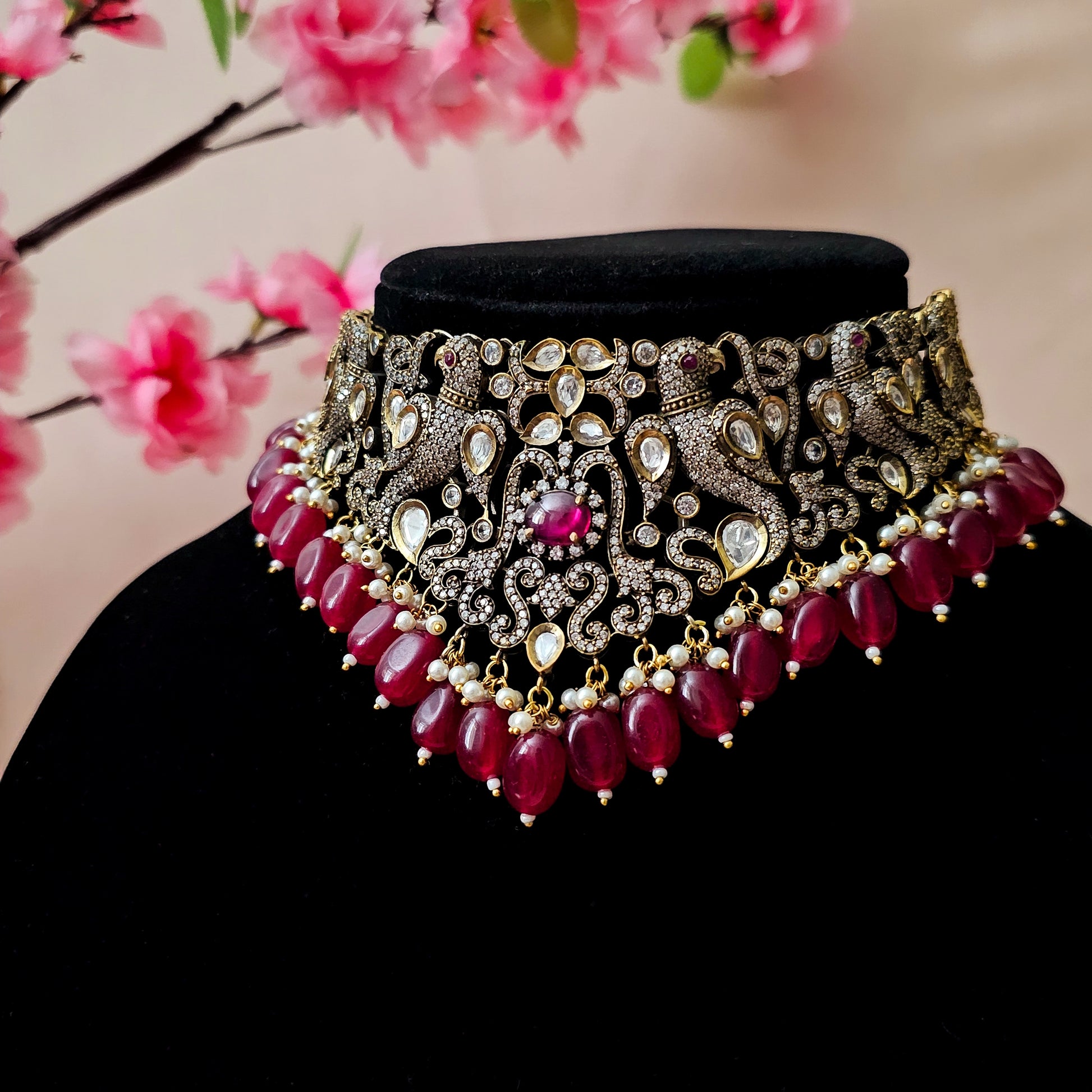 MONEMA0166 - Antique Polish Moissanite Choker Set