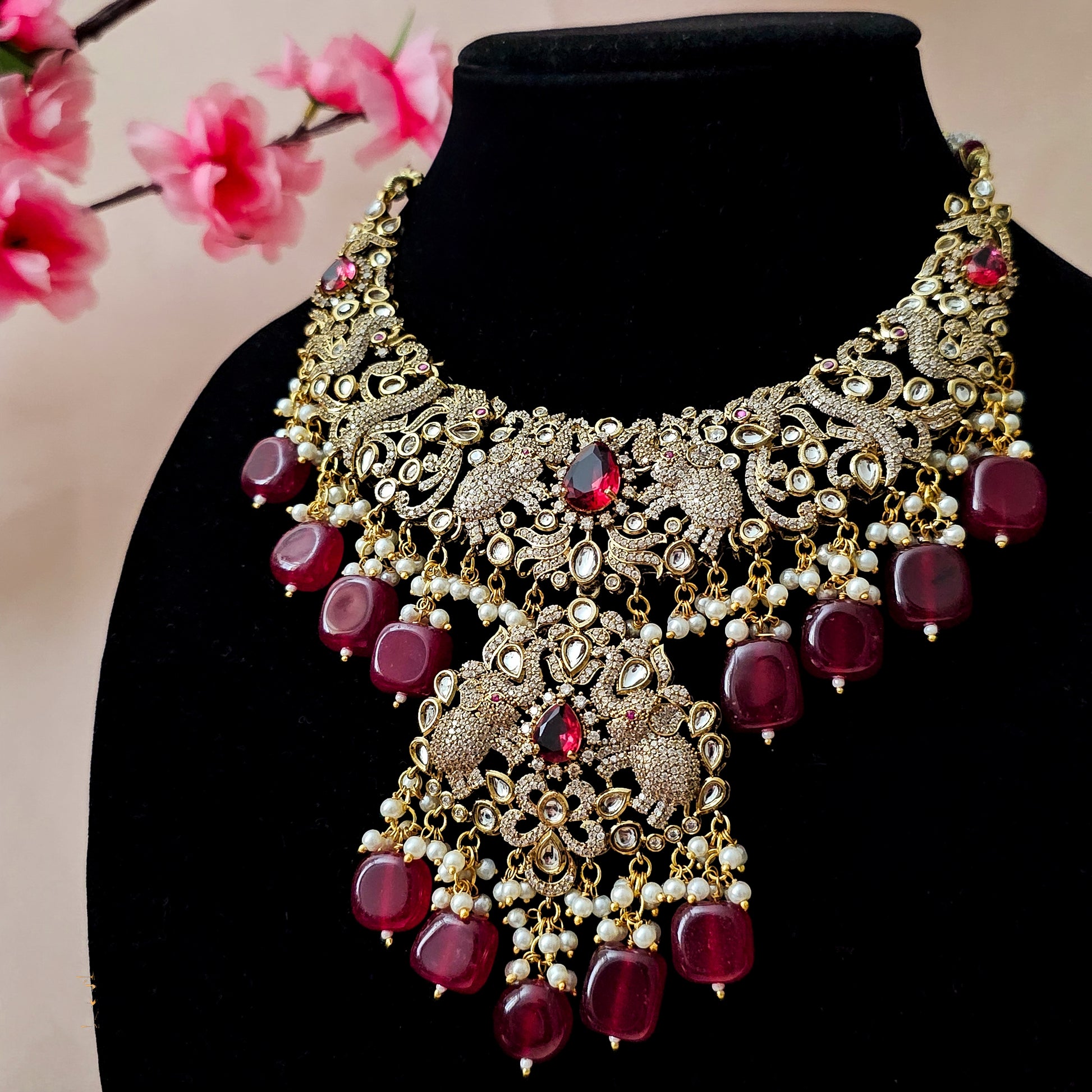 MONEMA20170 - Gold Plated Moissanite Necklace Set