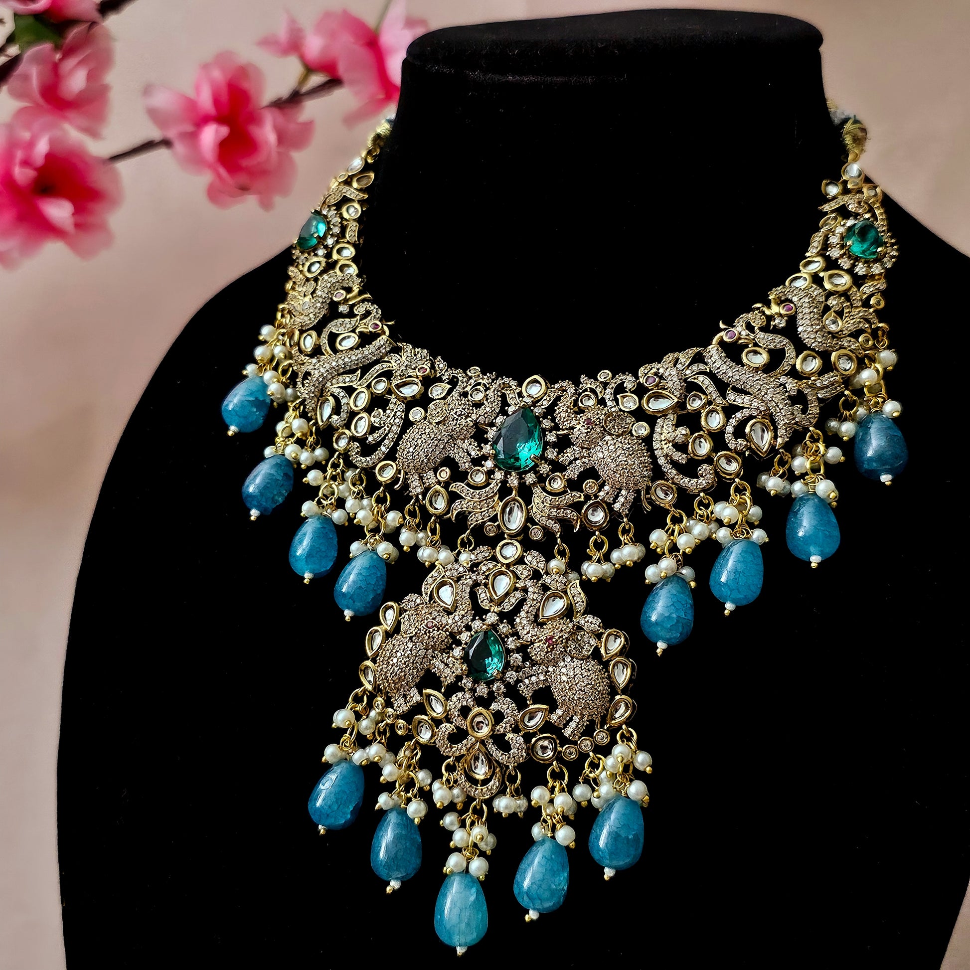 MONEMA20170 - Gold Plated Moissanite Necklace Set