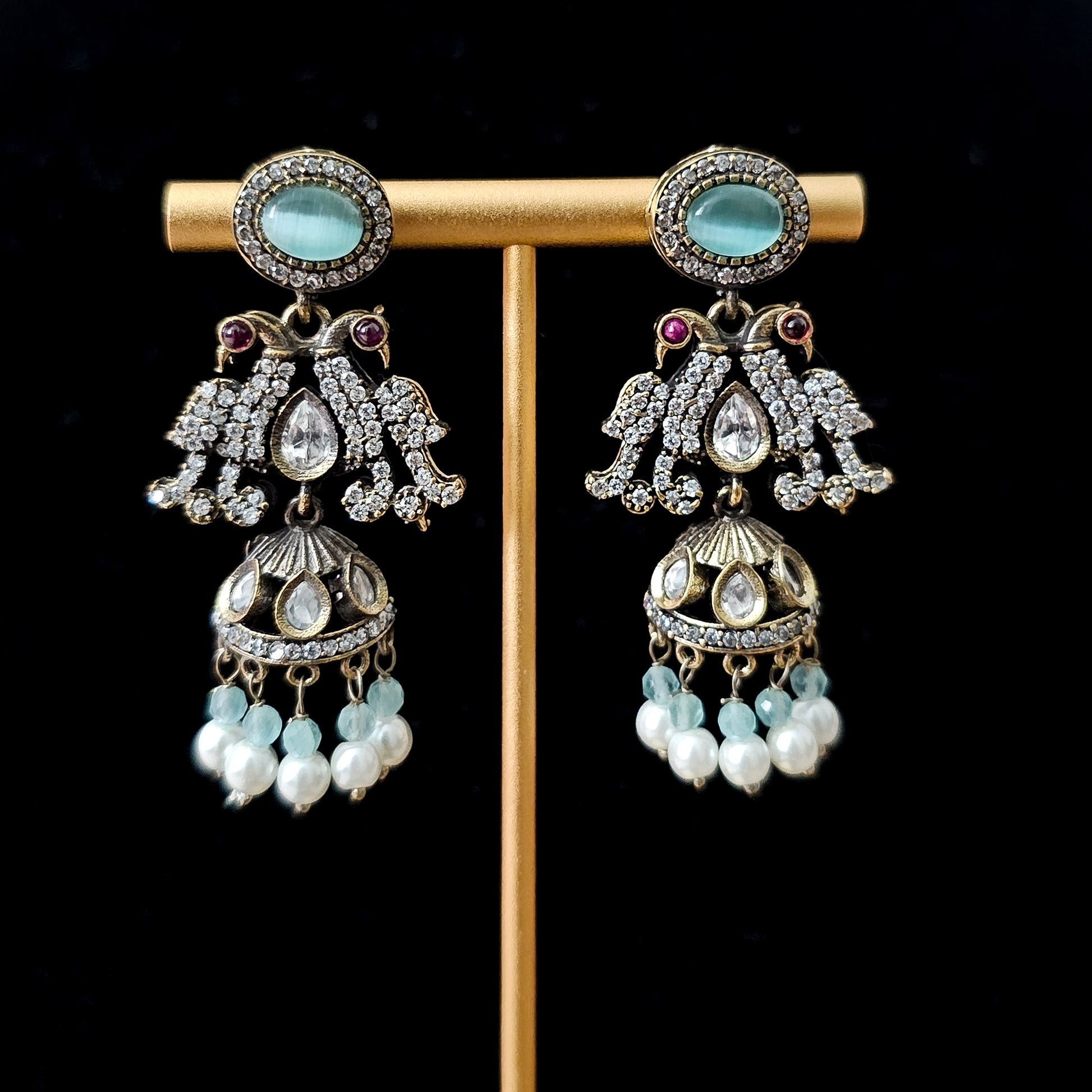 MOCHMI0133 - Antique Polish Moissanite Peacock Choker Set