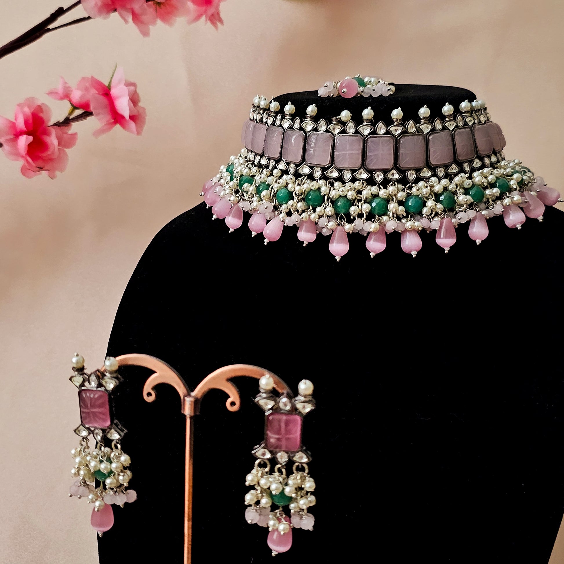 MOCHBP0170 - Victorian Polish Choker Set with Monalisa Stones