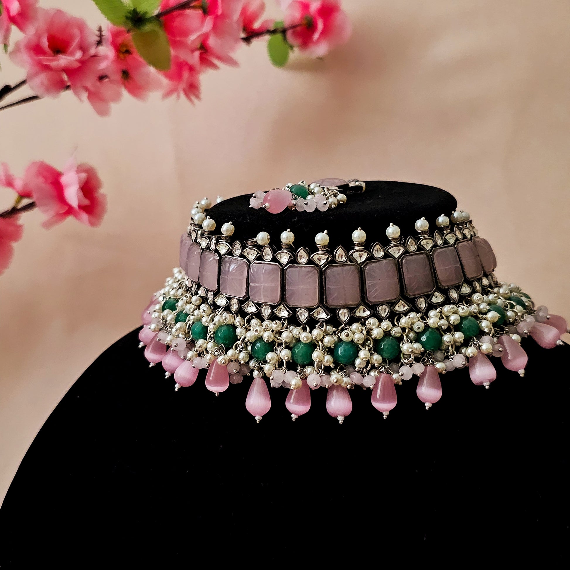 MOCHBP0170 - Victorian Polish Choker Set with Monalisa Stones
