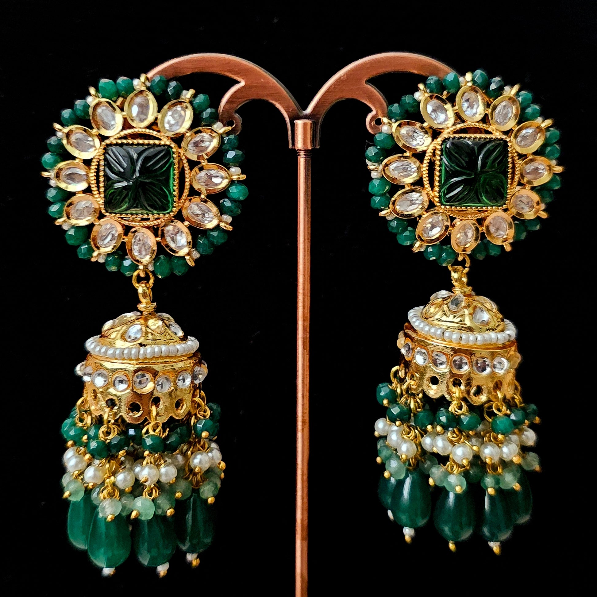 KUNEGR0153 - Gold-Plated Tyani Kundan Choker Set