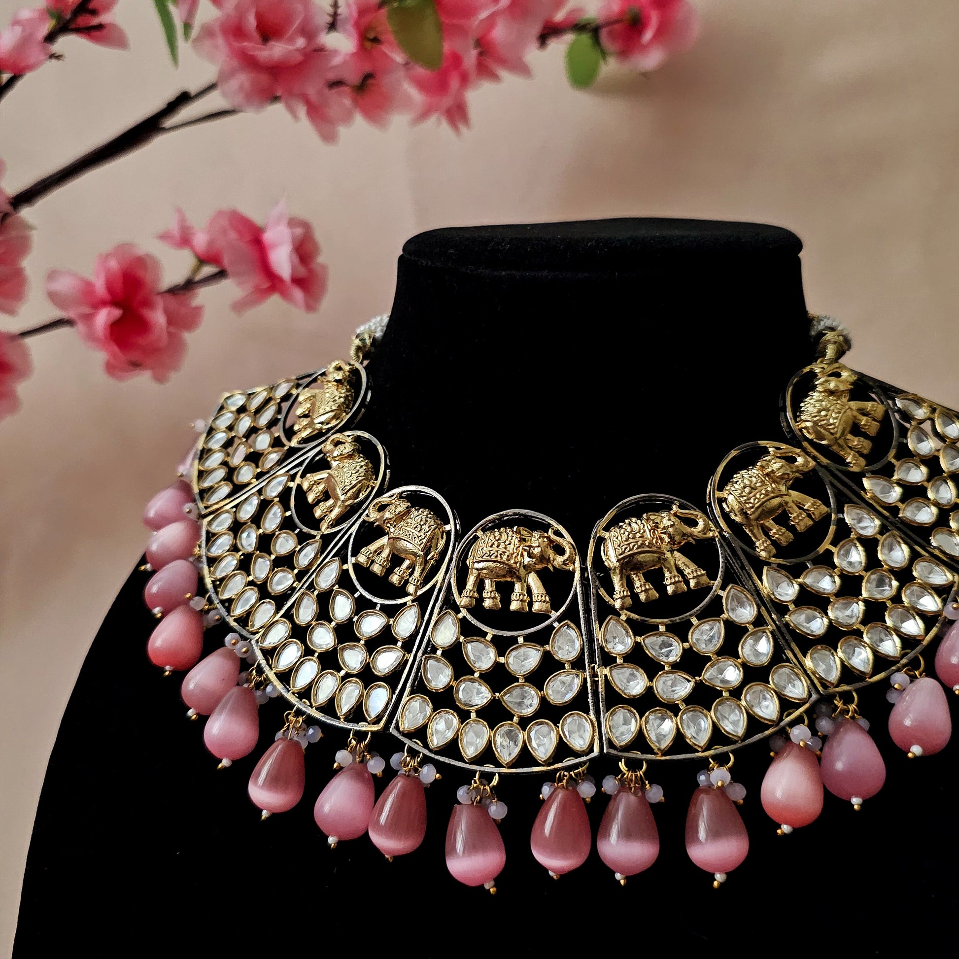 KUNEBP0168 - Victorian Polish Kundan Necklace Set