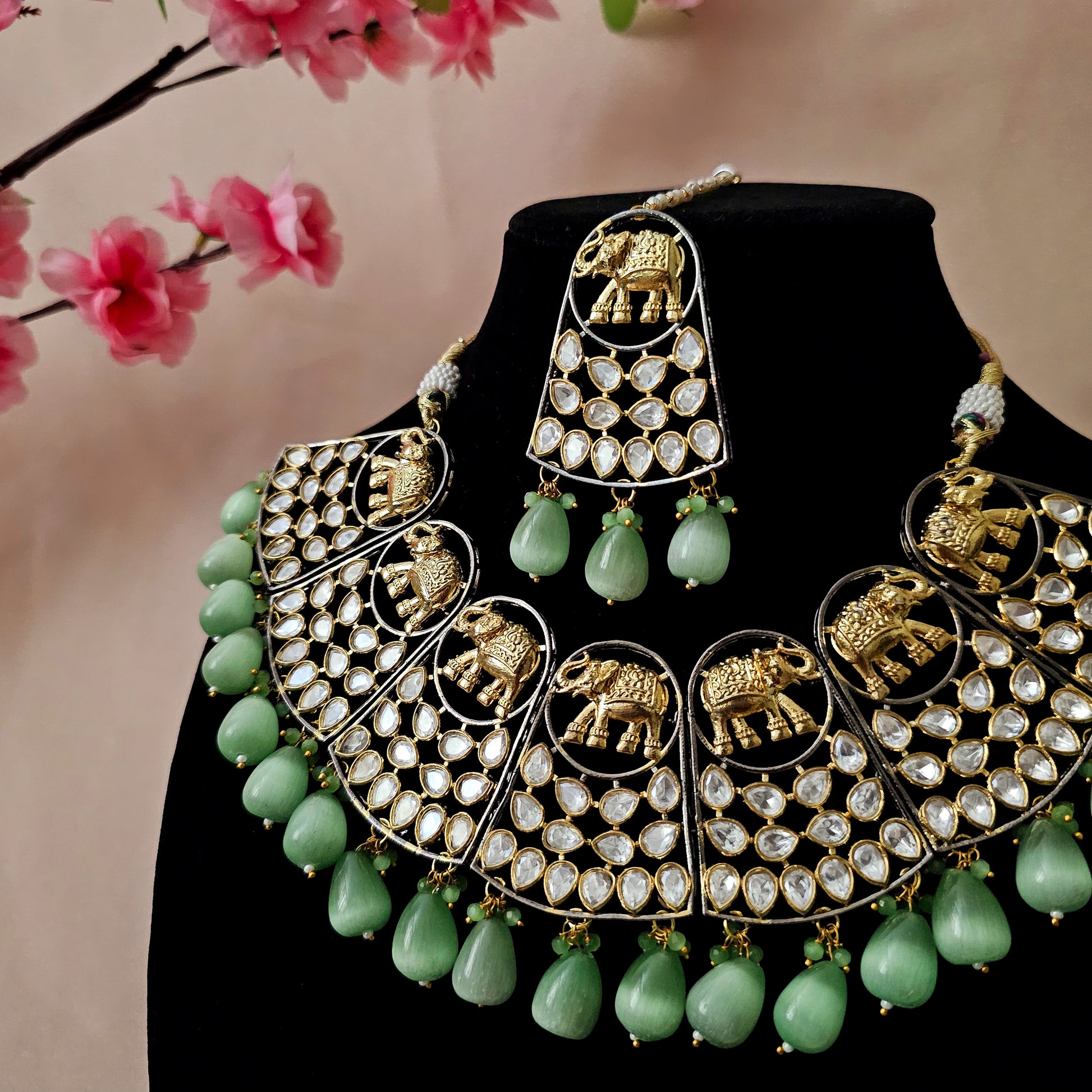 KUNEBP0168 - Victorian Polish Kundan Necklace Set