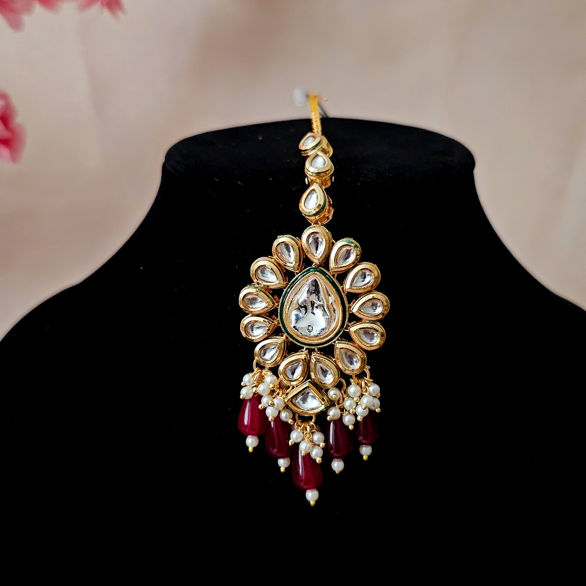 KUNEMA0157 - Gold Plated Kundan Necklace Set