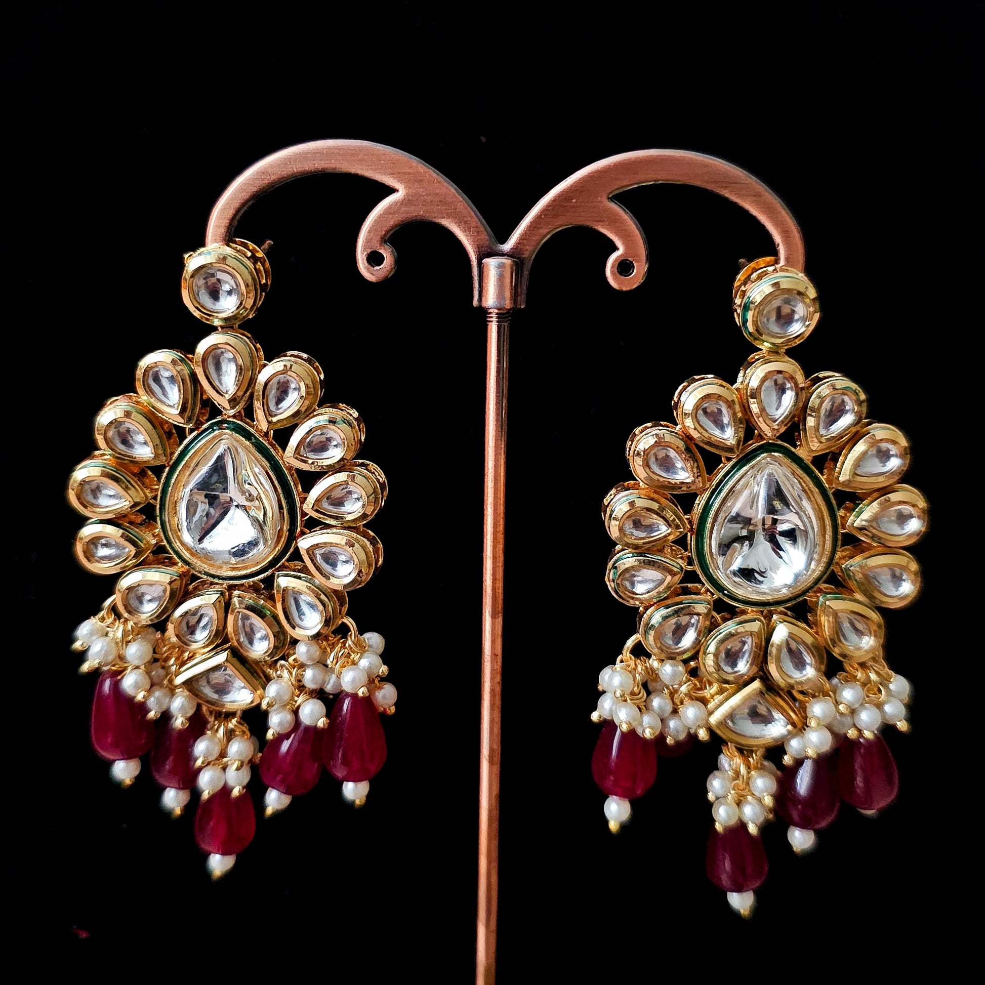 KUNEMA0157 - Gold Plated Kundan Necklace Set