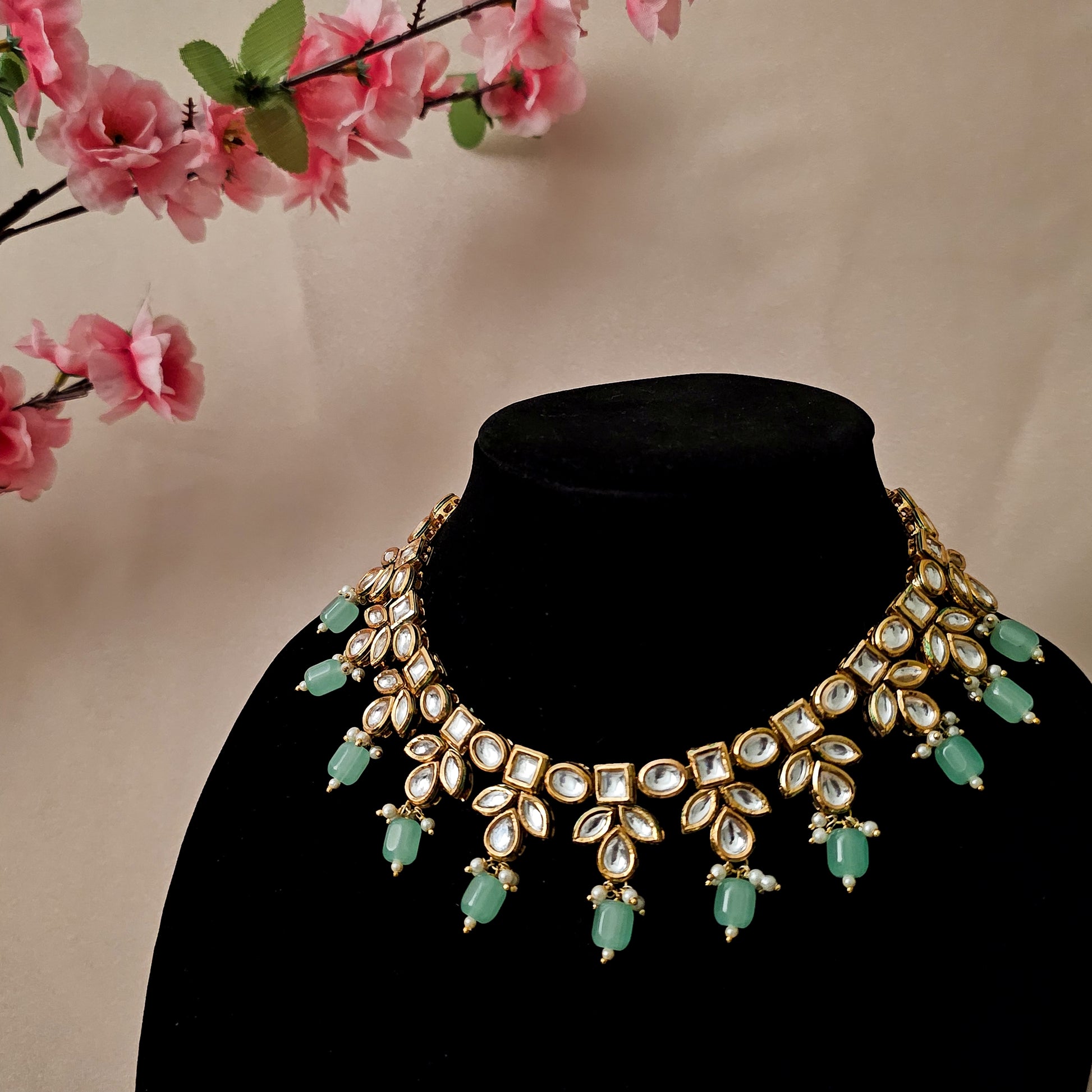 KUNEMI0063 - Gold Plated Kundan Necklace Set