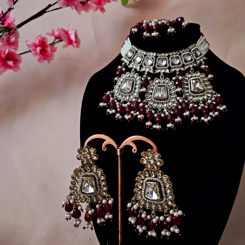 KUCHMA0155 - Gold Plated Kundan Necklace Set